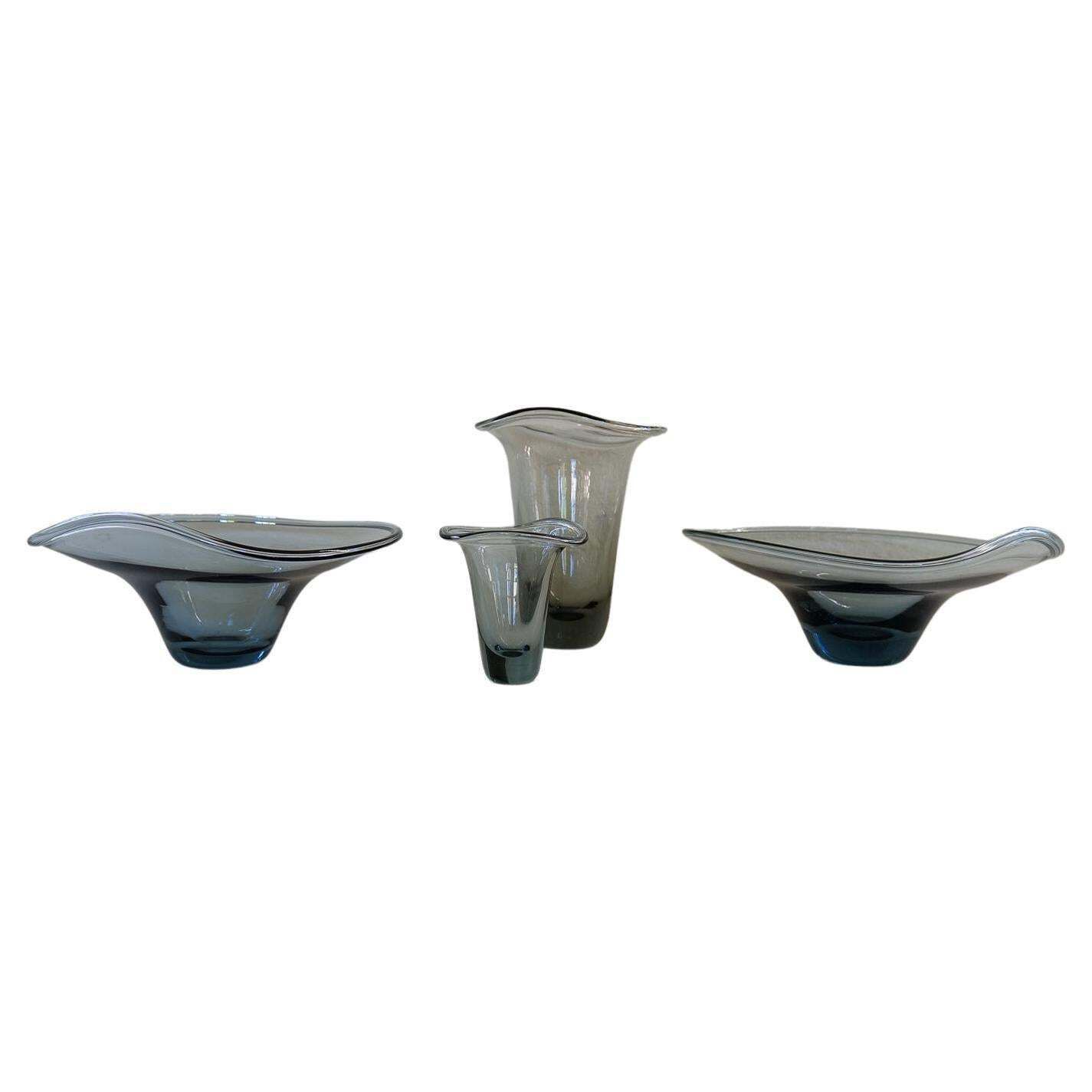 Midcentury Collection Of 4 Sculptural Pieces Kosta Vicke Lindstrand Sweden 1950s