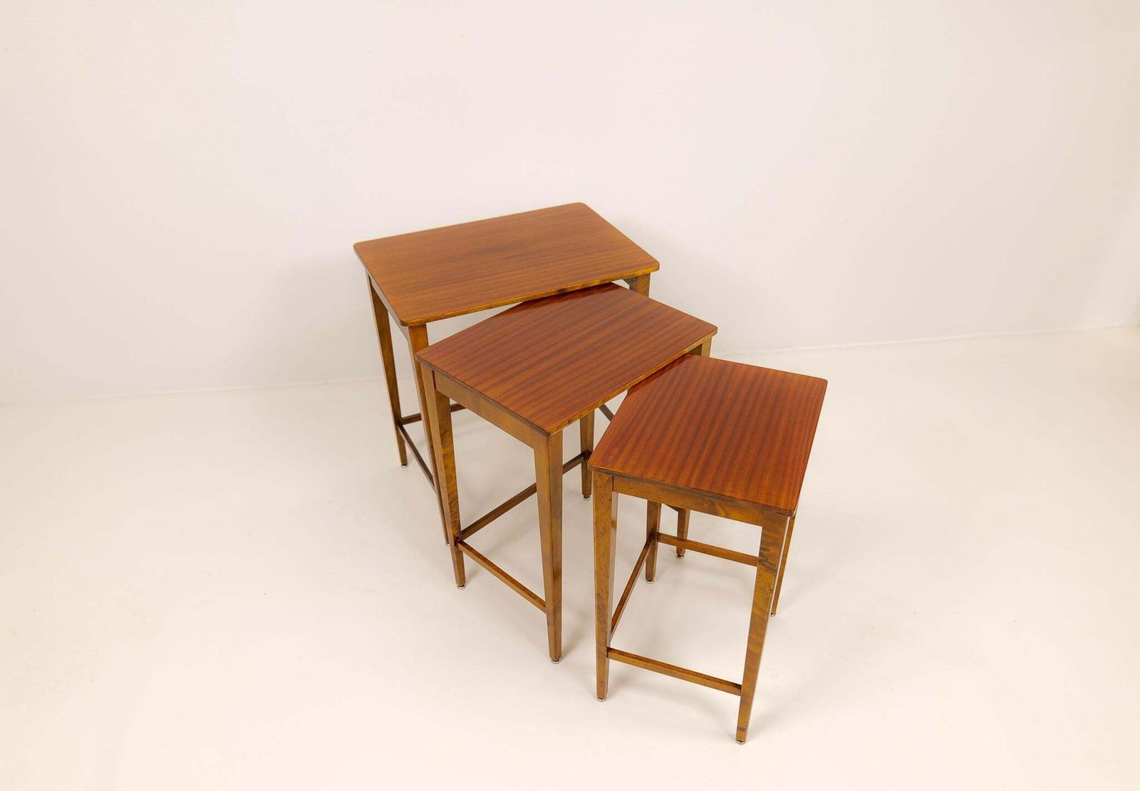 Furniture Art Deco Nesting Tables Mahogany And Stained Birch, Nk Sweden, 1940s photo