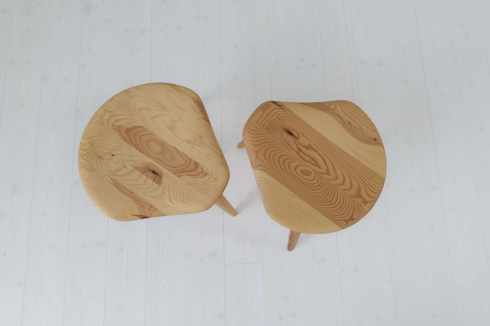Midcentury Modern Pair Sculptural Stools In Pine By Norsk Husflid 1960s Norway photo 1924.0