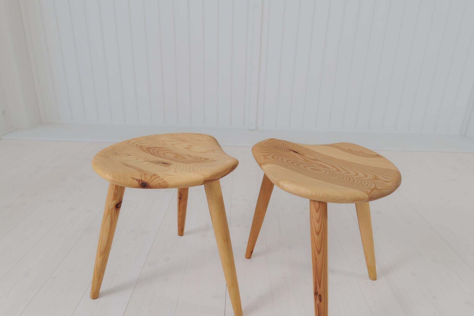 Midcentury Modern Pair Sculptural Stools In Pine By Norsk Husflid 1960s Norway photo buy