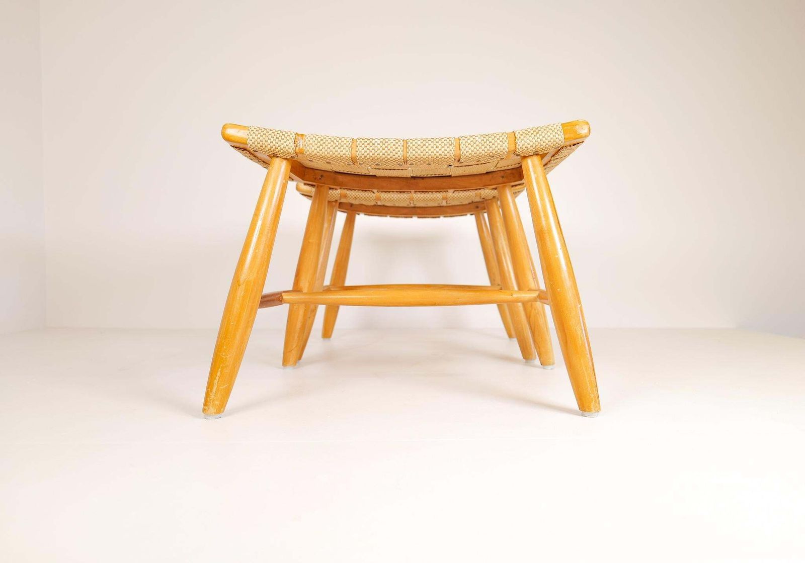 Furniture Midcentury Pair Of Swedish Stools In Lacquered Birch, 1960s photo