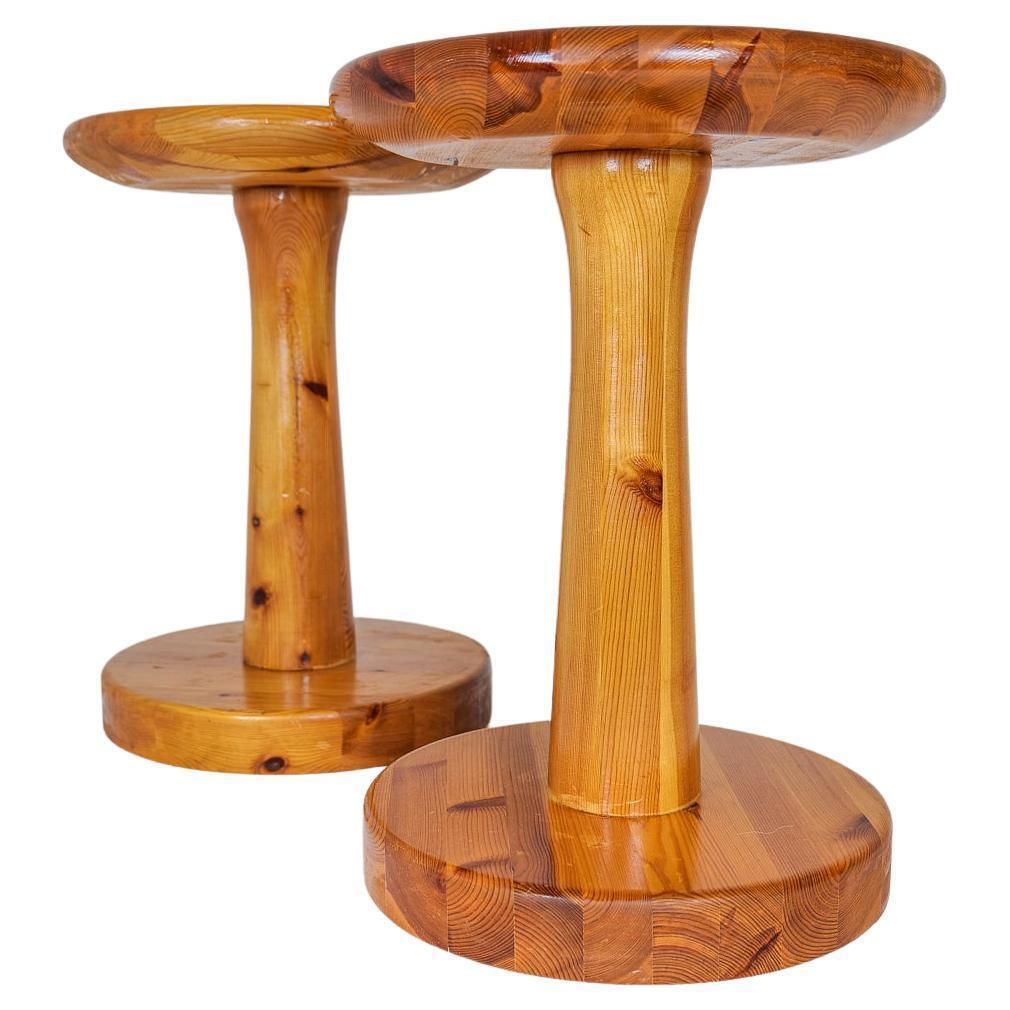 Scandinavian Modern Minimalistic Pair Of Pine Stools Sweden, 1970s