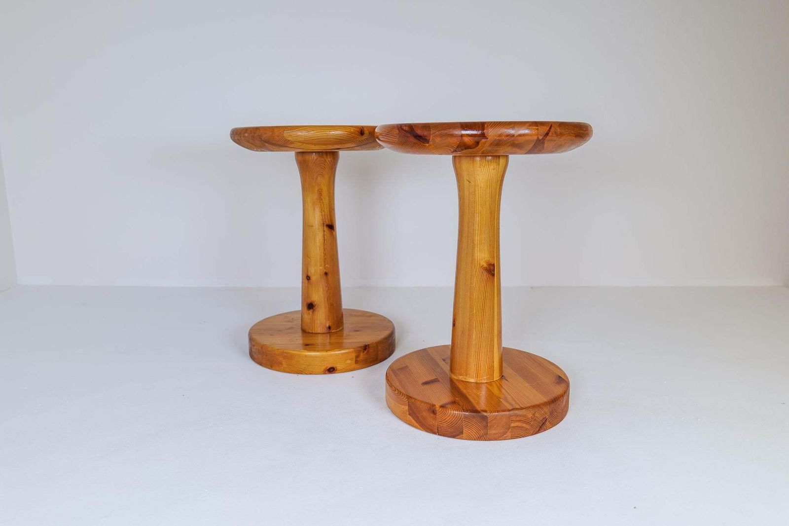 Scandinavian Modern Minimalistic Pair Of Pine Stools Sweden, 1970s photo furniture