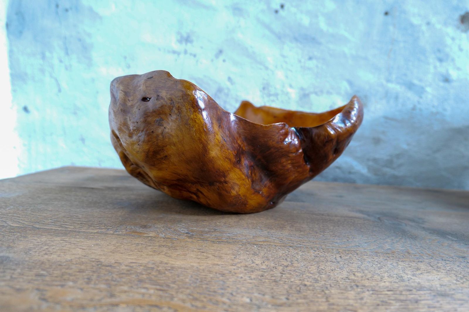 Swedish Folk Art Very Large Organic Burl Curly Dark Grain Birch Bowl, Circa 1960s photo 1325.0