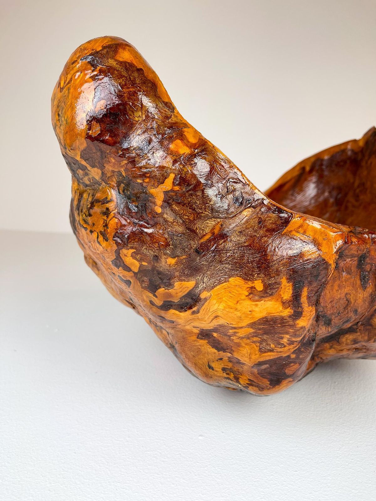 Home Decor Exeptional Large Swedish Folk Art Organic Burl Bowl, Circa 1960s photo