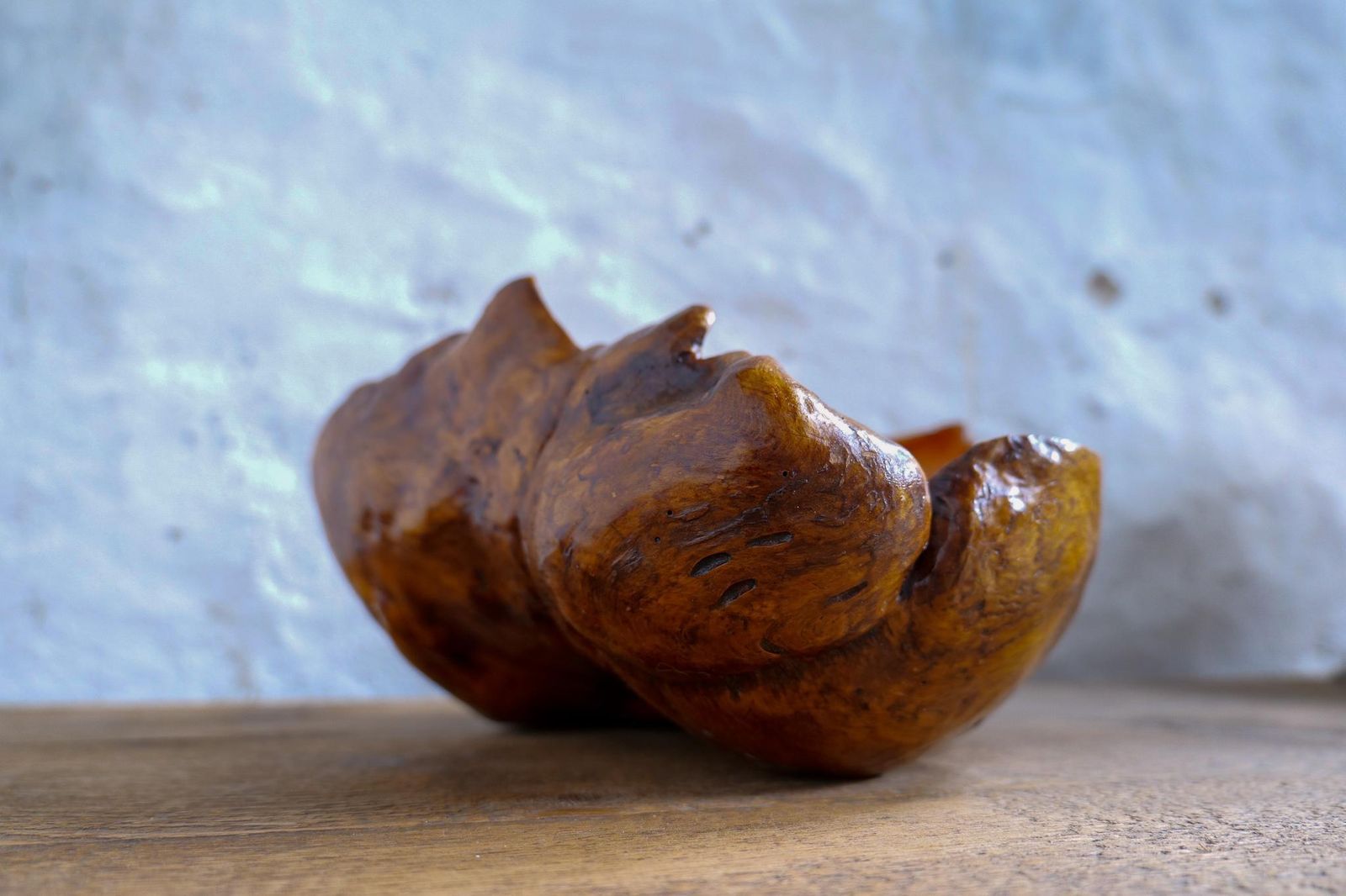 1325.0 Swedish Folk Art Very Large Organic Burl Curly Dark Grain Birch Bowl, Circa 1960s photo