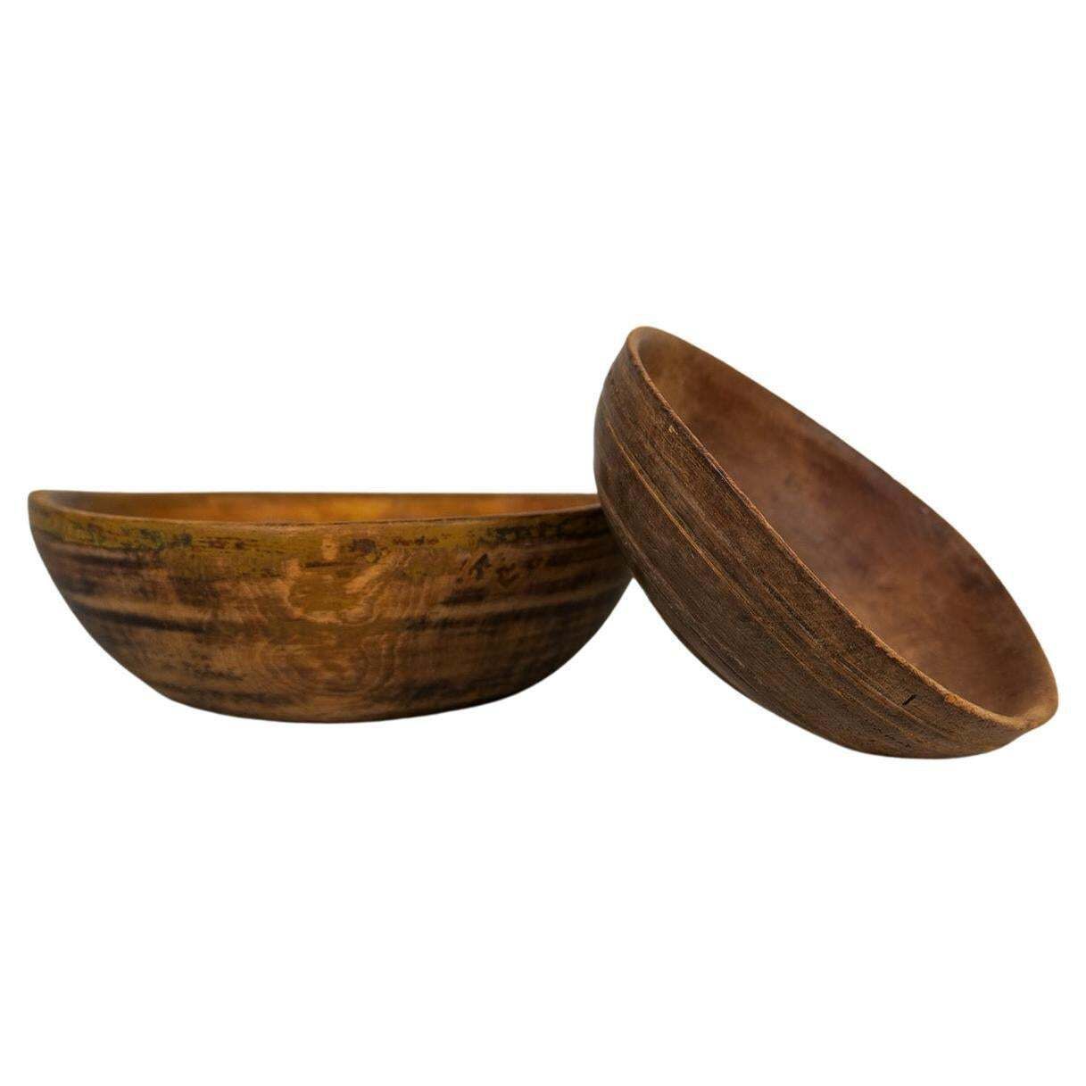 Swedish Folk Art, Unique 19th Century Farmers Bowls Set Of 2