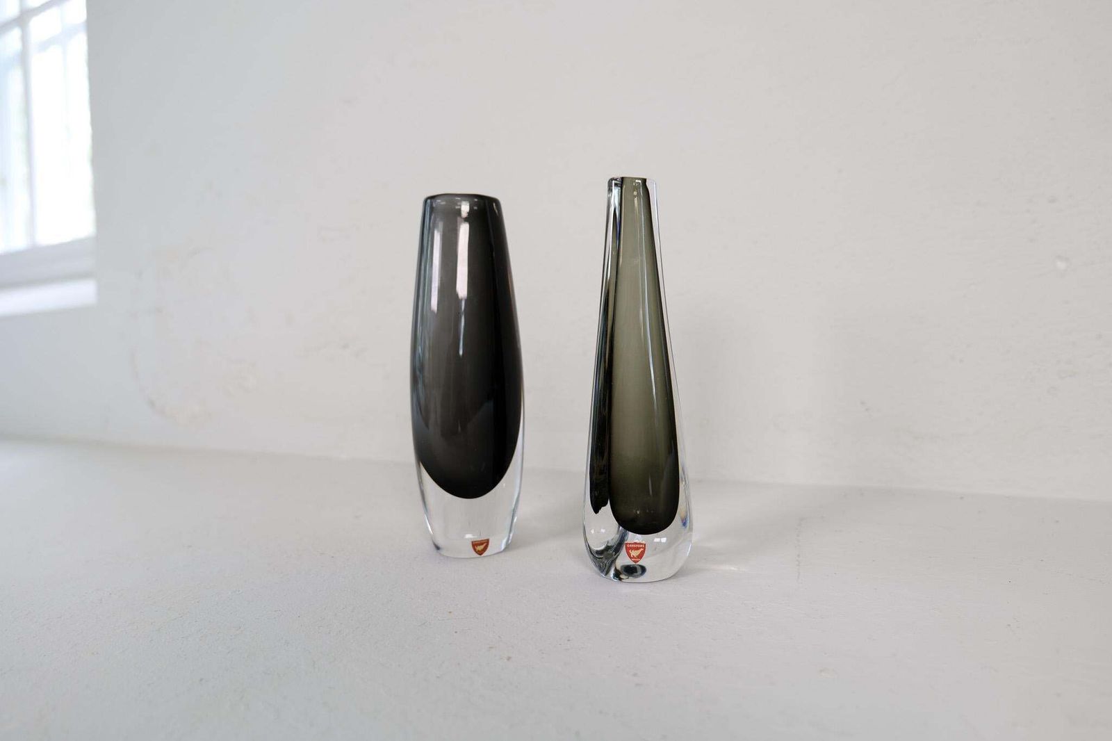 Mid Century Modern Nils Landberg Orrefors Set Of 2 Vases, Circa 1950s, Sweden photo Home Decor