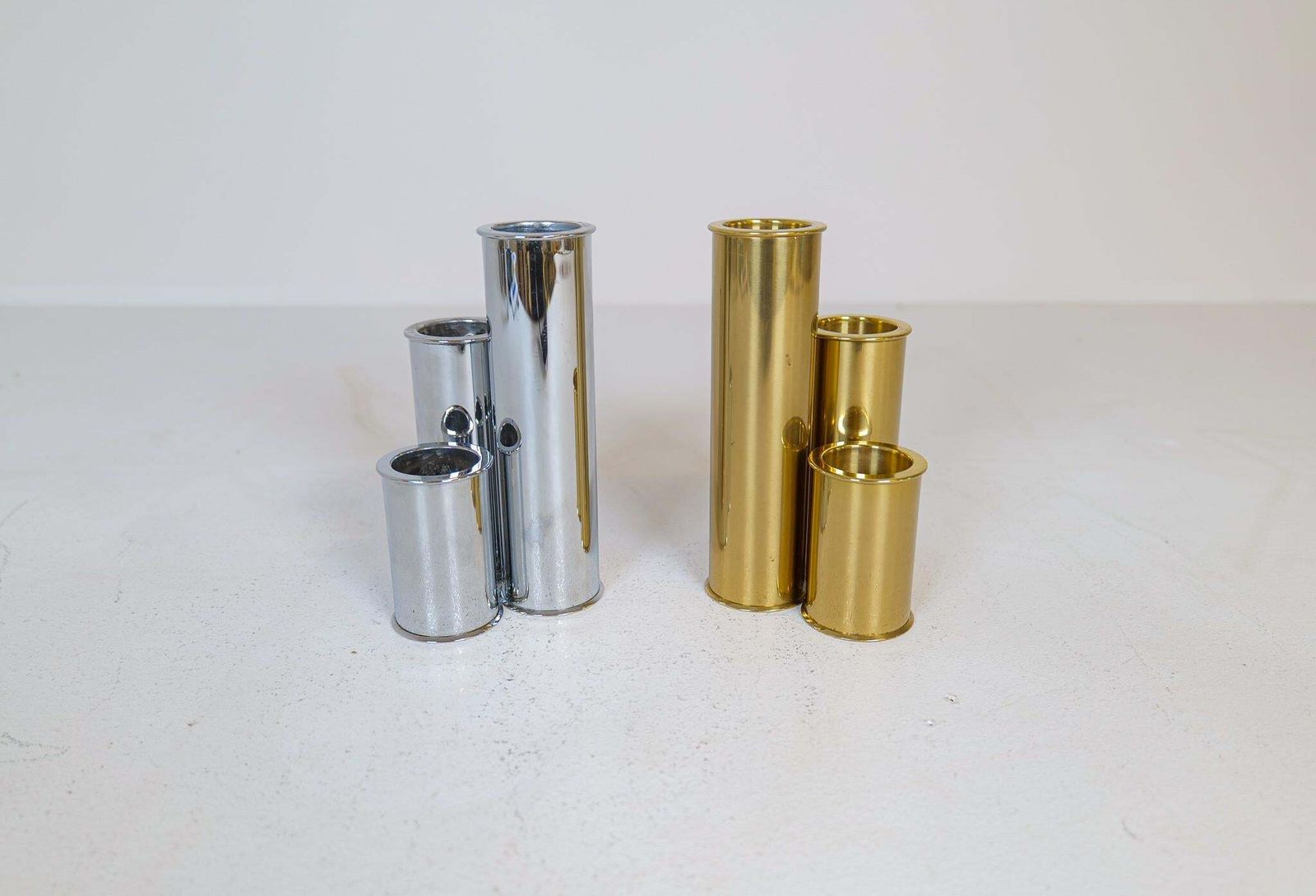 Swedish Modern Candelholders In Brass And Steel, Englesson, Sweden, 1970s photo buy