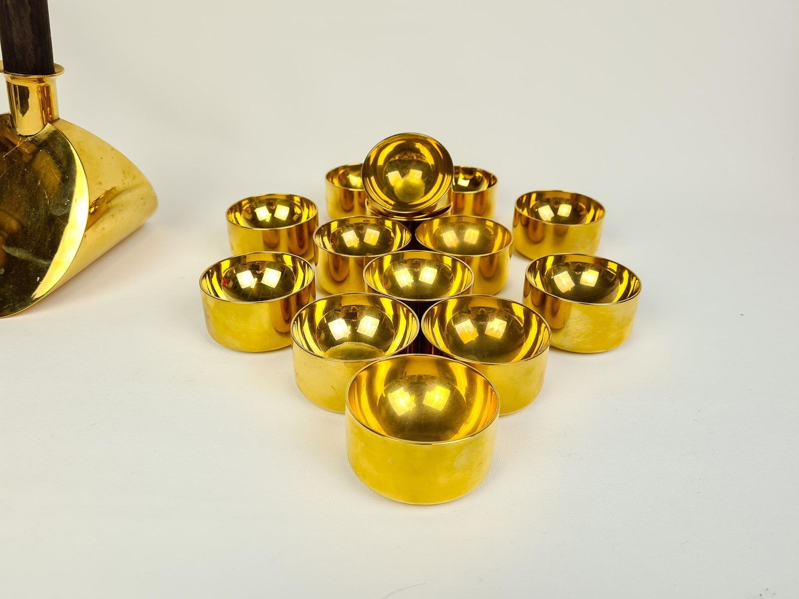 Home Decor Collection Of Decanter And Bowls In Brass Pierre Forsell Skultuna, Sweden, 1970s photo