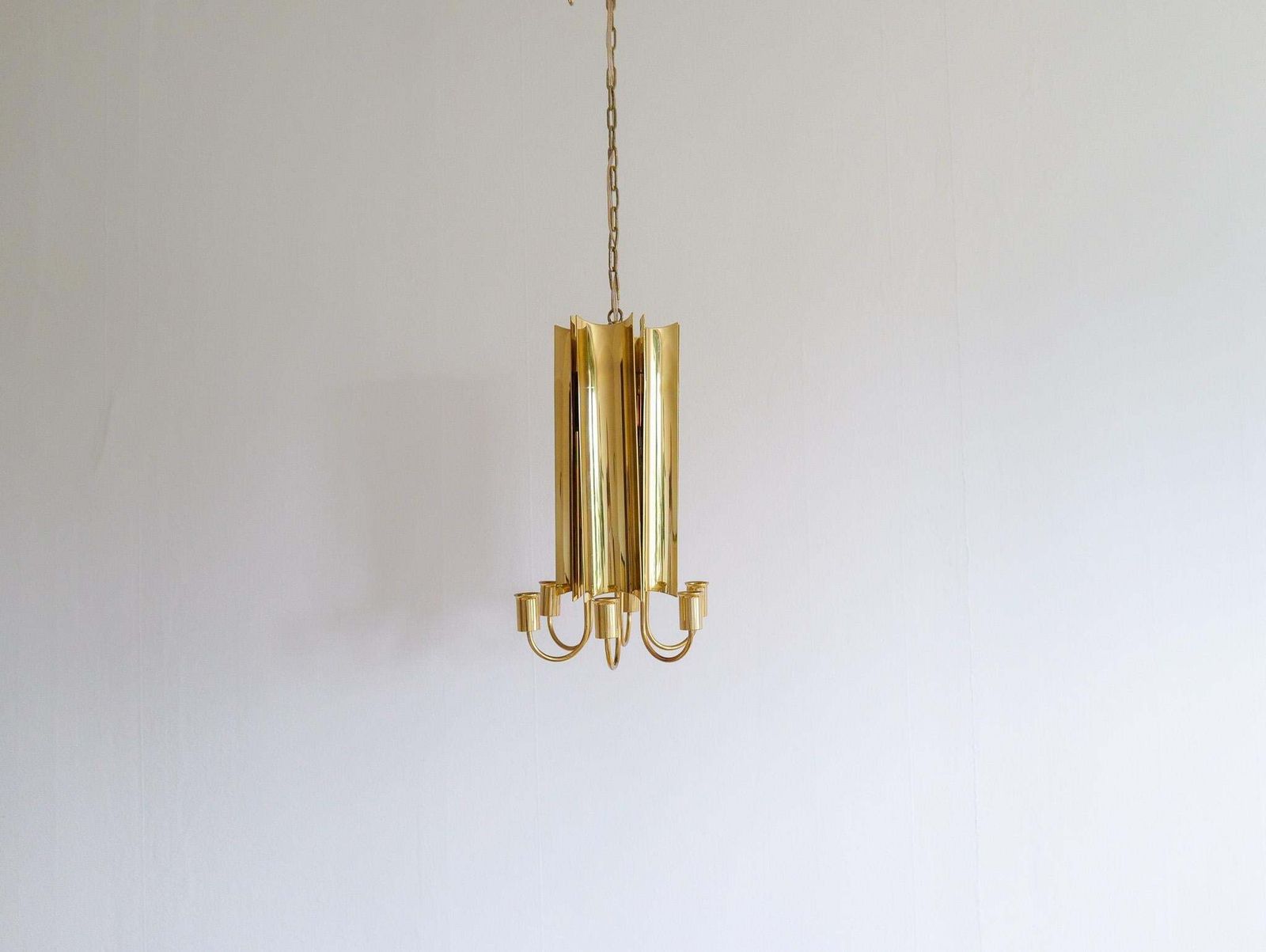 Midcentury Modern Brass Chandelier Reflex Pierre Forssell Skultuna, Sweden photo furniture