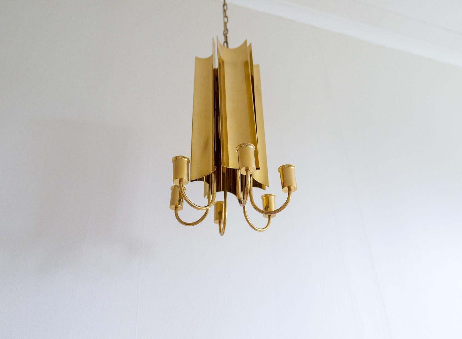 Midcentury Modern Brass Chandelier Reflex Pierre Forssell Skultuna, Sweden photo 1761.0