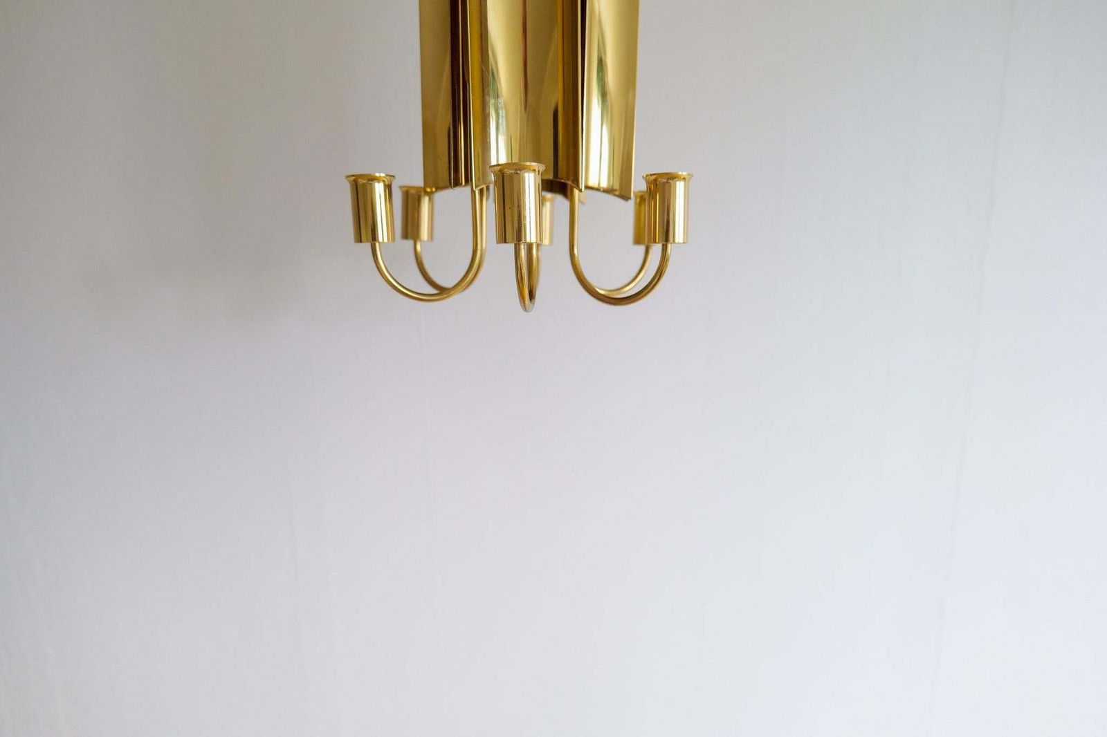 photo for sale Midcentury Modern Brass Chandelier Reflex Pierre Forssell Skultuna, Sweden