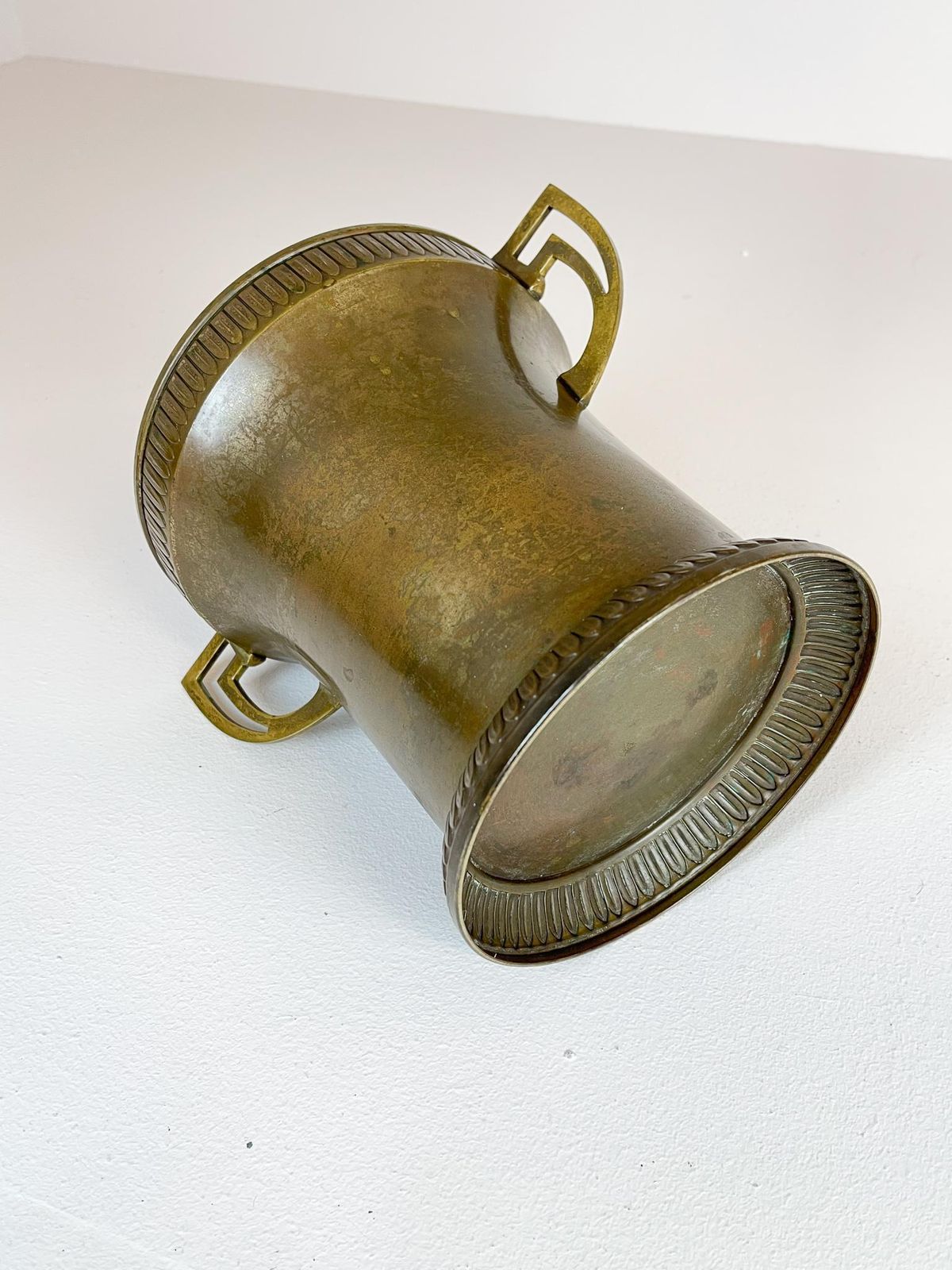 Home Decor Art Deco Champagne Cooler Copper And Brass Relief Pattern Sweden, 1930s photo