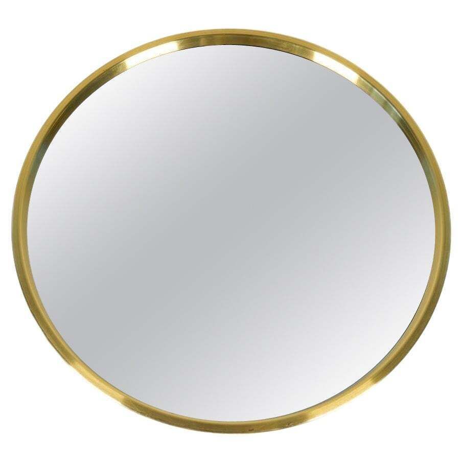 Midcentury Modern Brass Mirror By Glasmäster In Markaryd, Sweden, 1960s