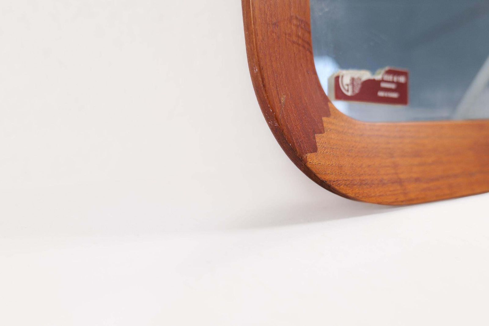 Midcentury Modern Sculptural Wall Mirror, Teak, Crystal Glass, Glas & Trä, 1960s photo vinterior