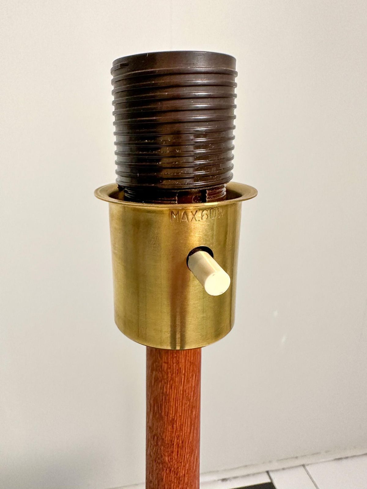 Lighting Midcentury Teak And Cotton Table Lamp By Einar Bäckström, Sweden, 1950s photo