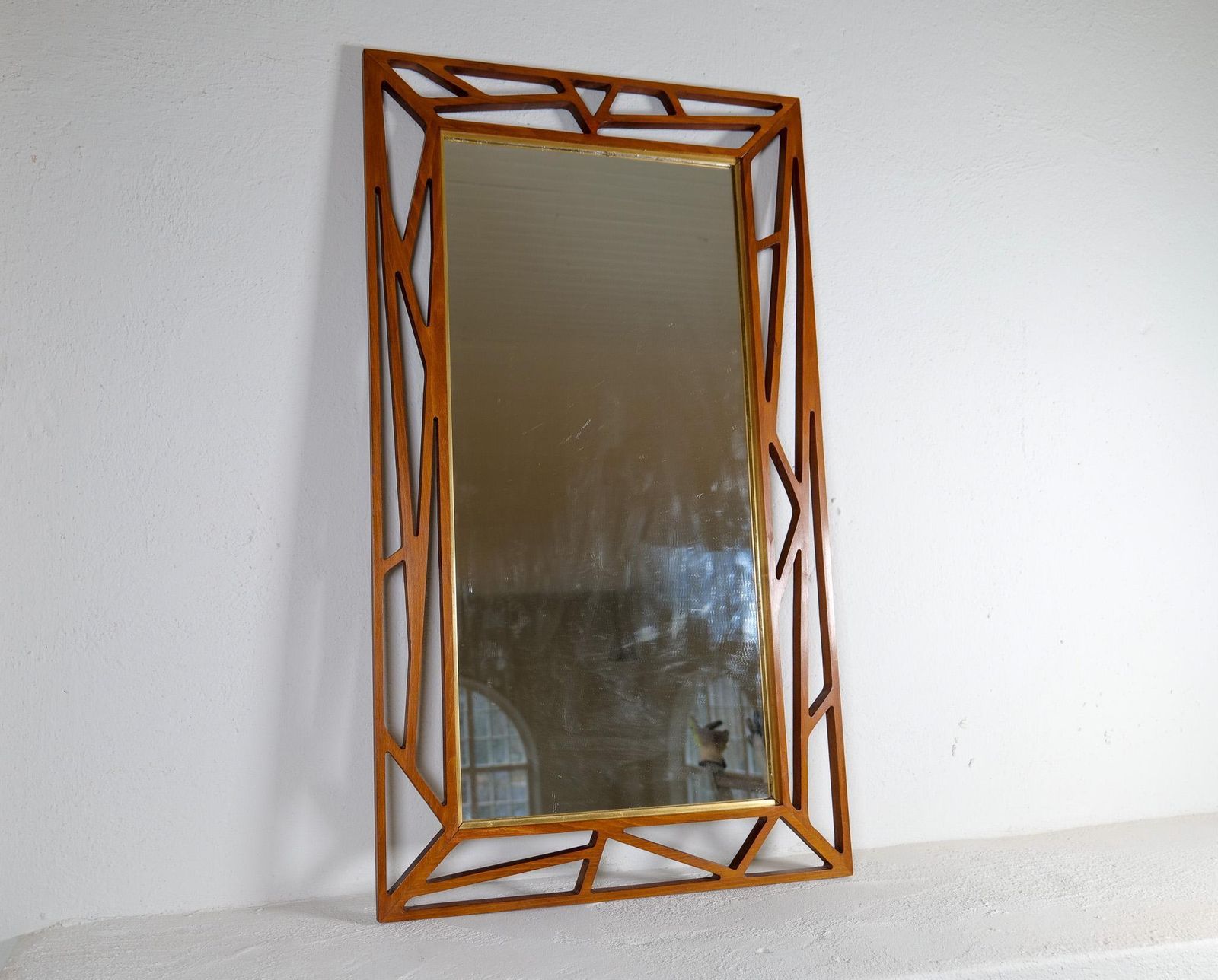 Mid Century Yngve Ekström Rare Large Mirror "Konkret" By Eden Spegel In Sweden photo for sale