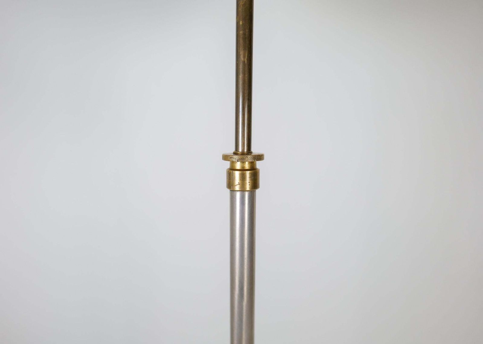Art Deco Floor Lamp In Brass With Blackened Wood Sweden, 1940s photo vintage