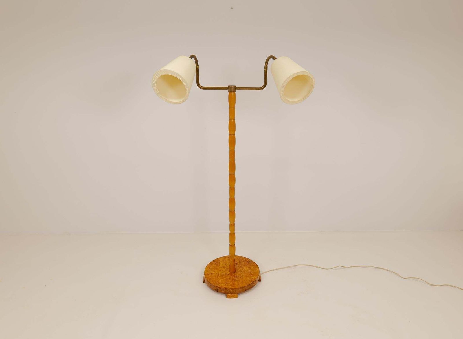 Midcentury Organic Floor Lamp In Birch And Brass Sweden, 1950s photo for sale