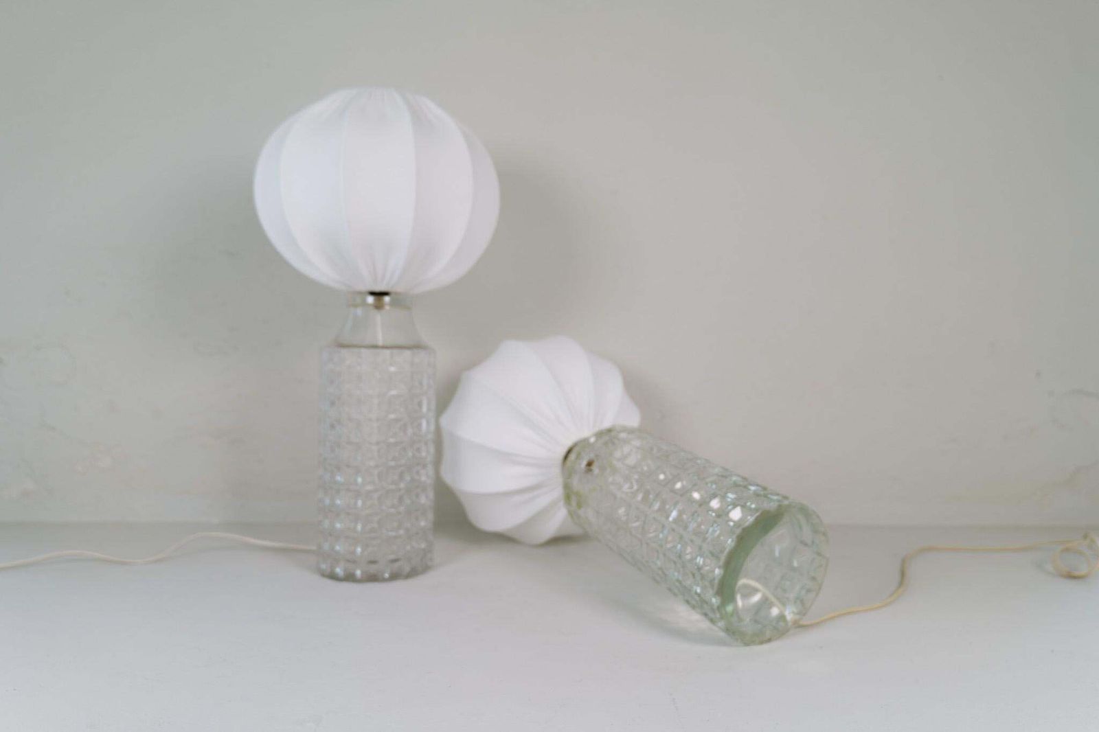 Mid Century Modern Large Glass Table Lamps Orrefors, Sweden, 1970s photo buy