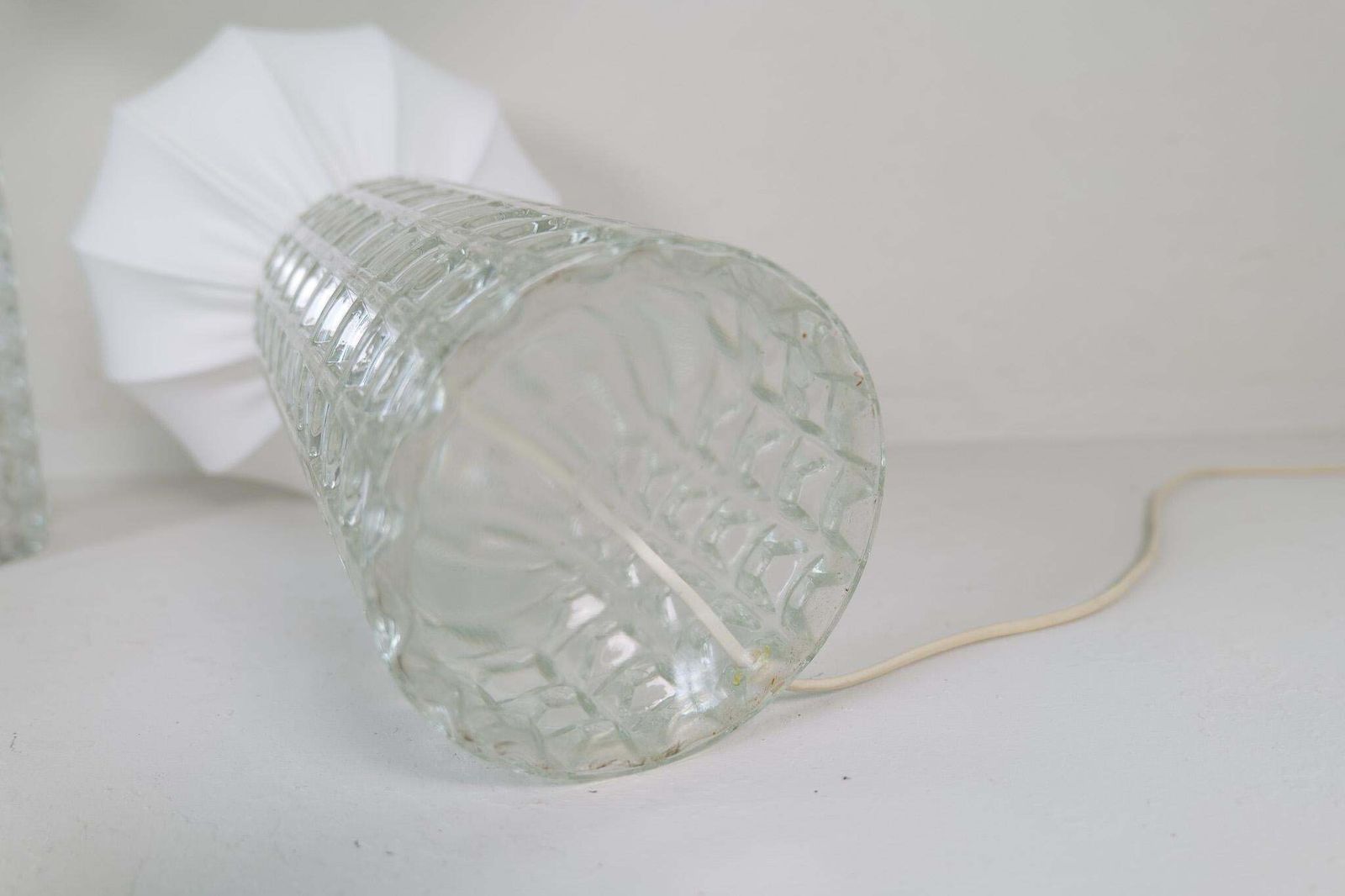 Mid Century Modern Large Glass Table Lamps Orrefors, Sweden, 1970s photo vintage