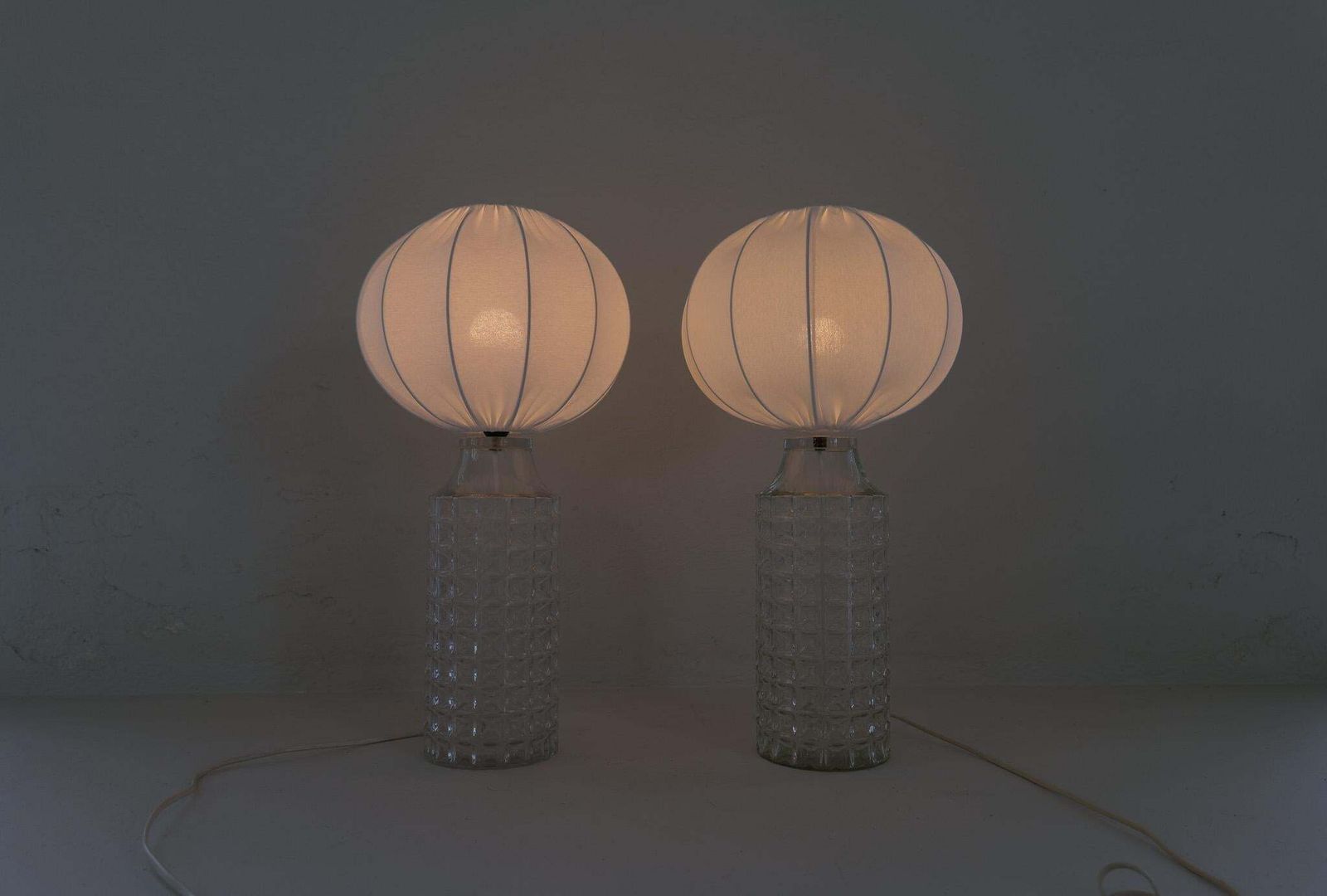 photo furniture Mid Century Modern Large Glass Table Lamps Orrefors, Sweden, 1970s