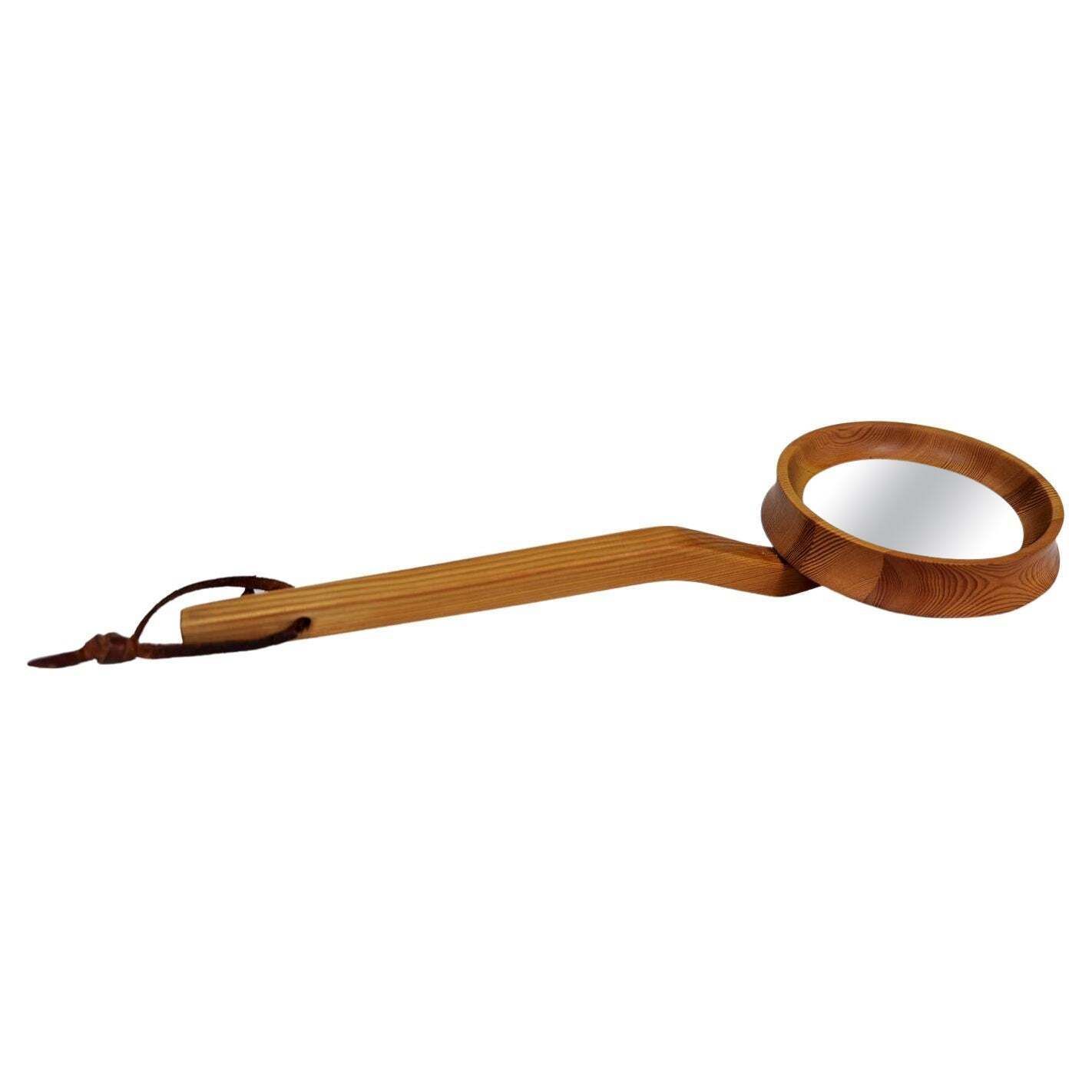 Midcentury Mirror/Hand Mirror In Pine Sweden 1970s