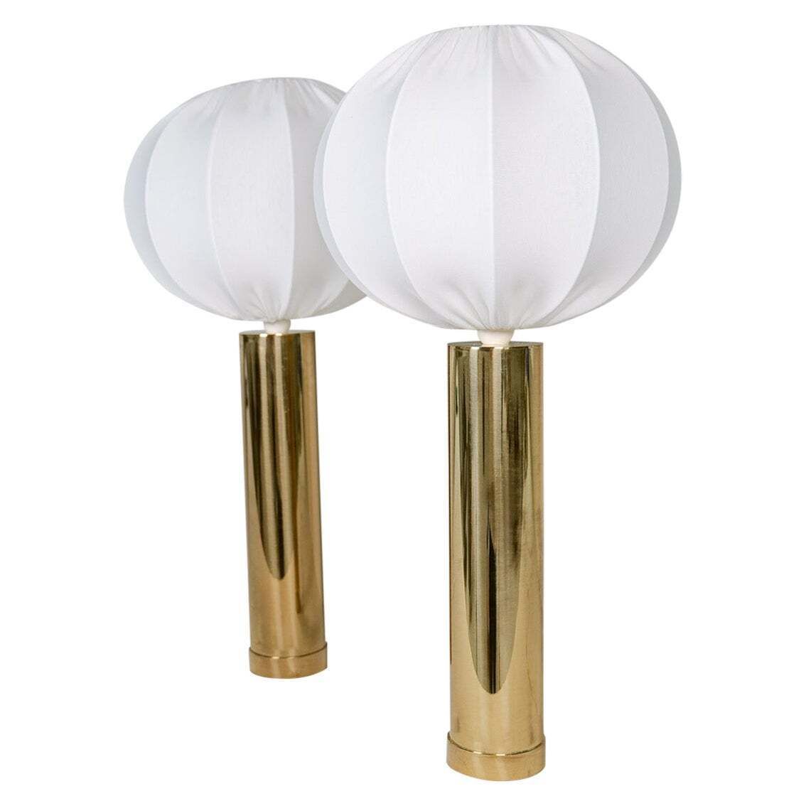 Midcentury Pair Of Large Brass Bergboms B 010 Table Lamps, 1960s, Sweden