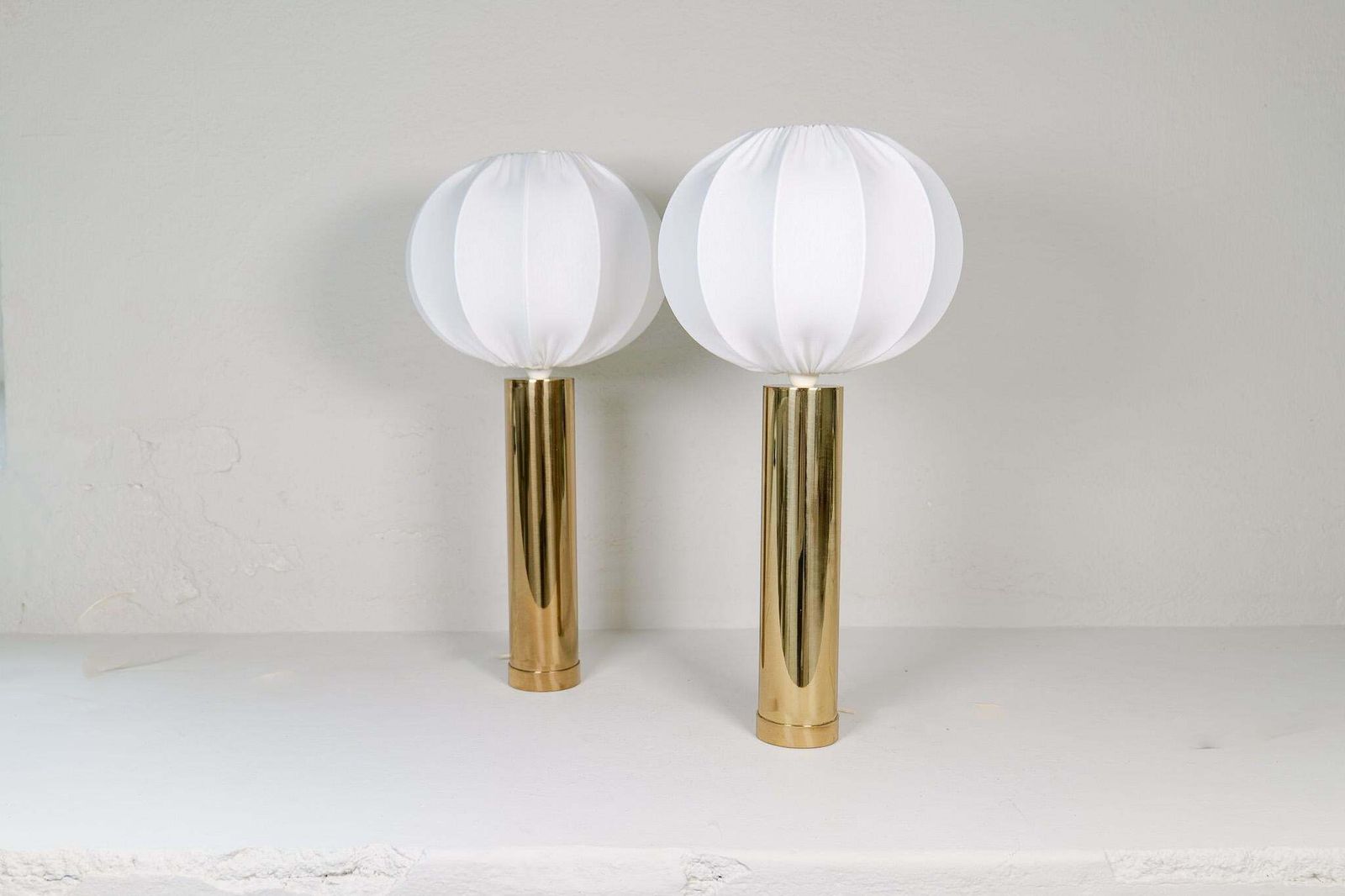 Midcentury Pair Of Large Brass Bergboms B 010 Table Lamps, 1960s, Sweden photo for sale