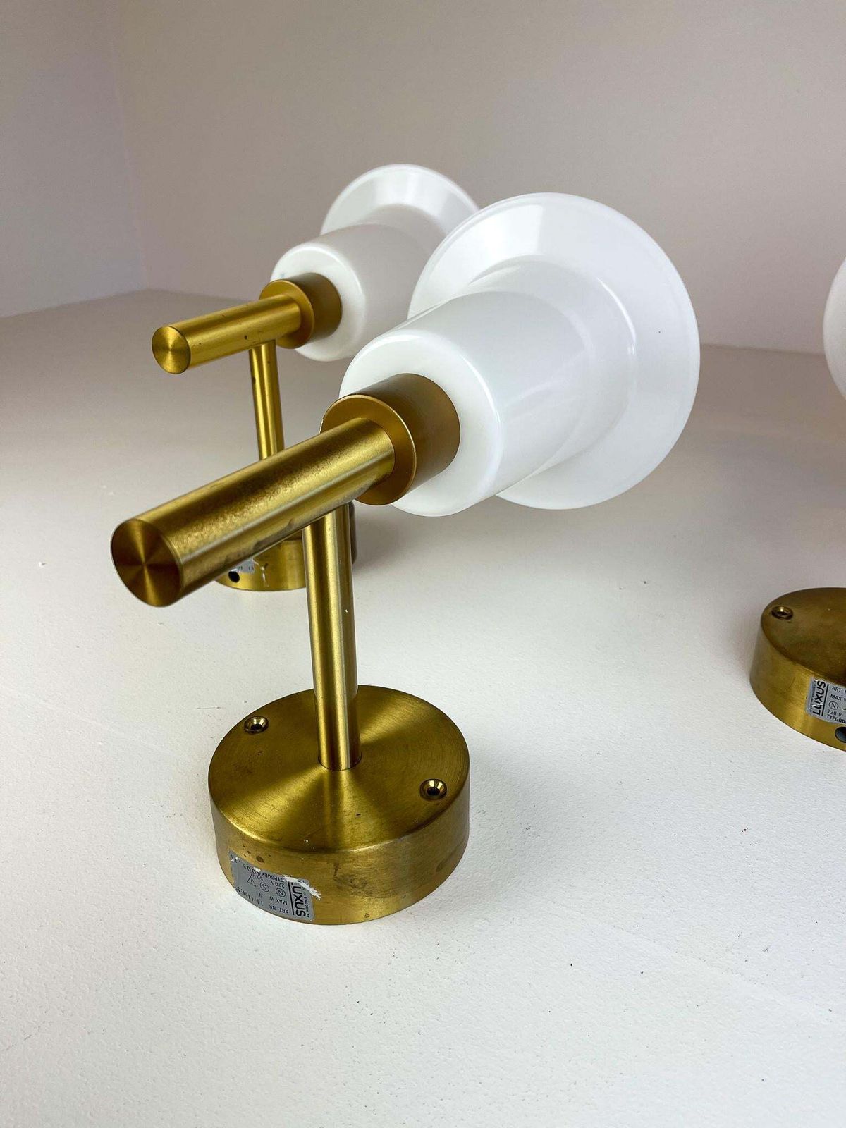 Midcentury Wall Mounted Brass And Acrylic Lamps Luxus, Sweden, 1960s photo vinterior