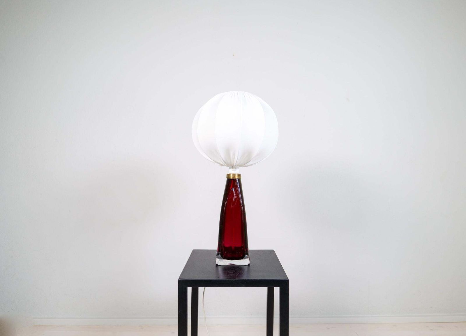 Midcentury Modern Table Lamp With Cotton Shade Carl Fagerlund Orrefors Sweden photo furniture