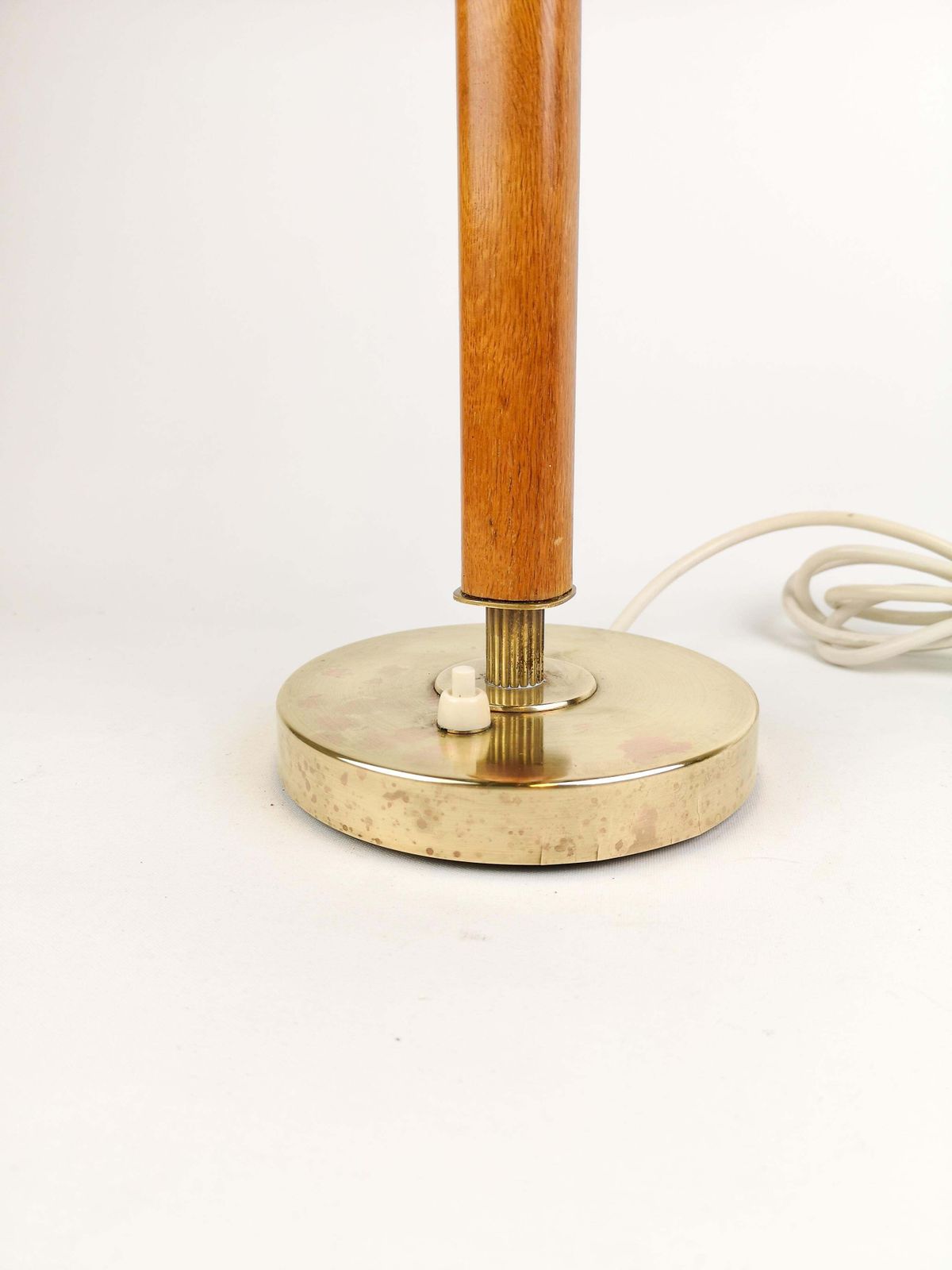 photo for sale Swedish Midcentury Table Lamp In Brass, Crystal And Wood By Boréns