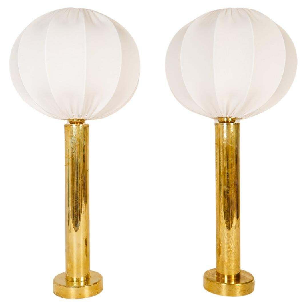 Midcentury Pair Of Brass Table Lamps By Kosta Elarmatur, Sweden, 1960s