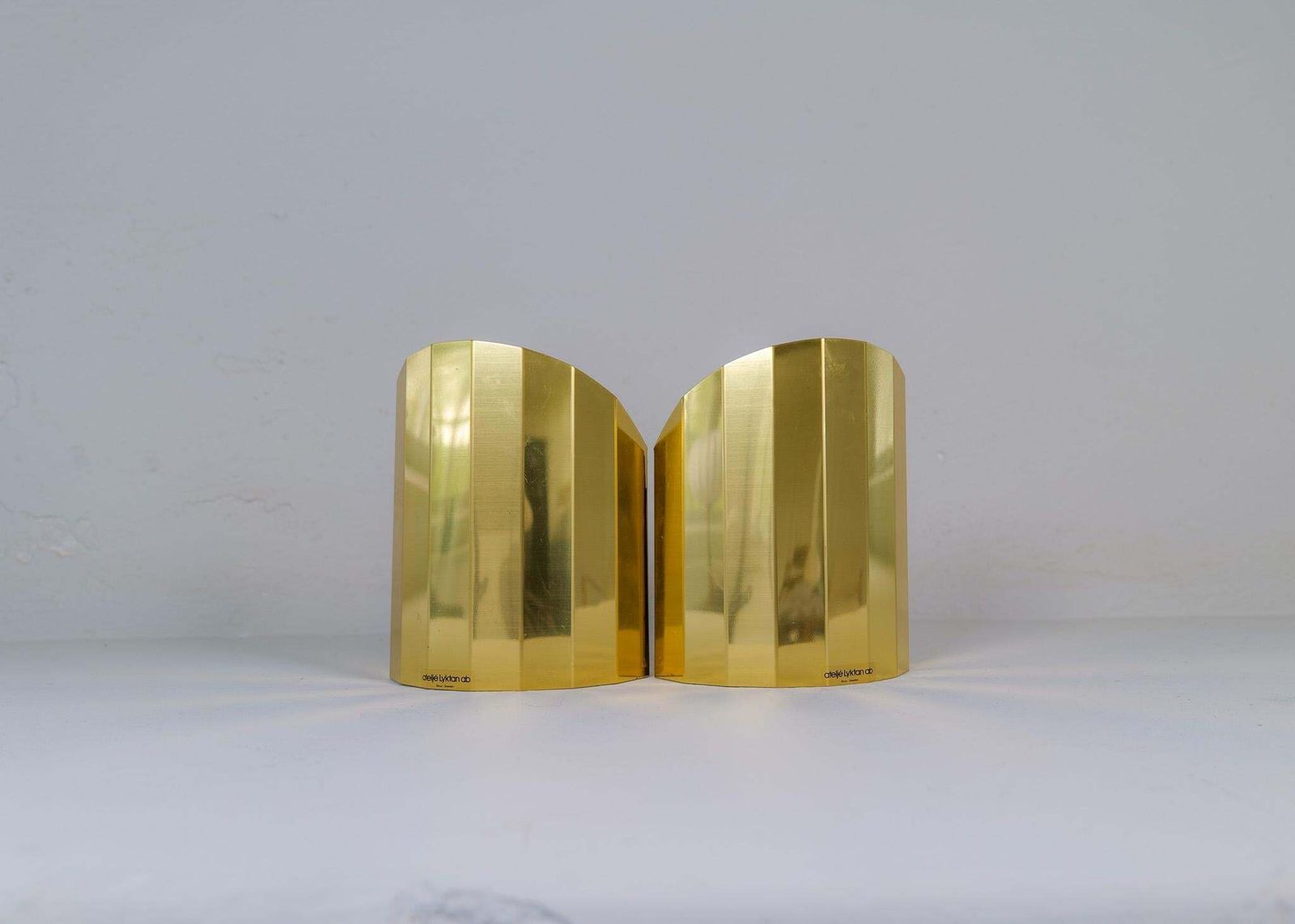 Mid Century Modern Pair Of Brass Sconces Atelje Lyktan Sweden 1970s photo furniture