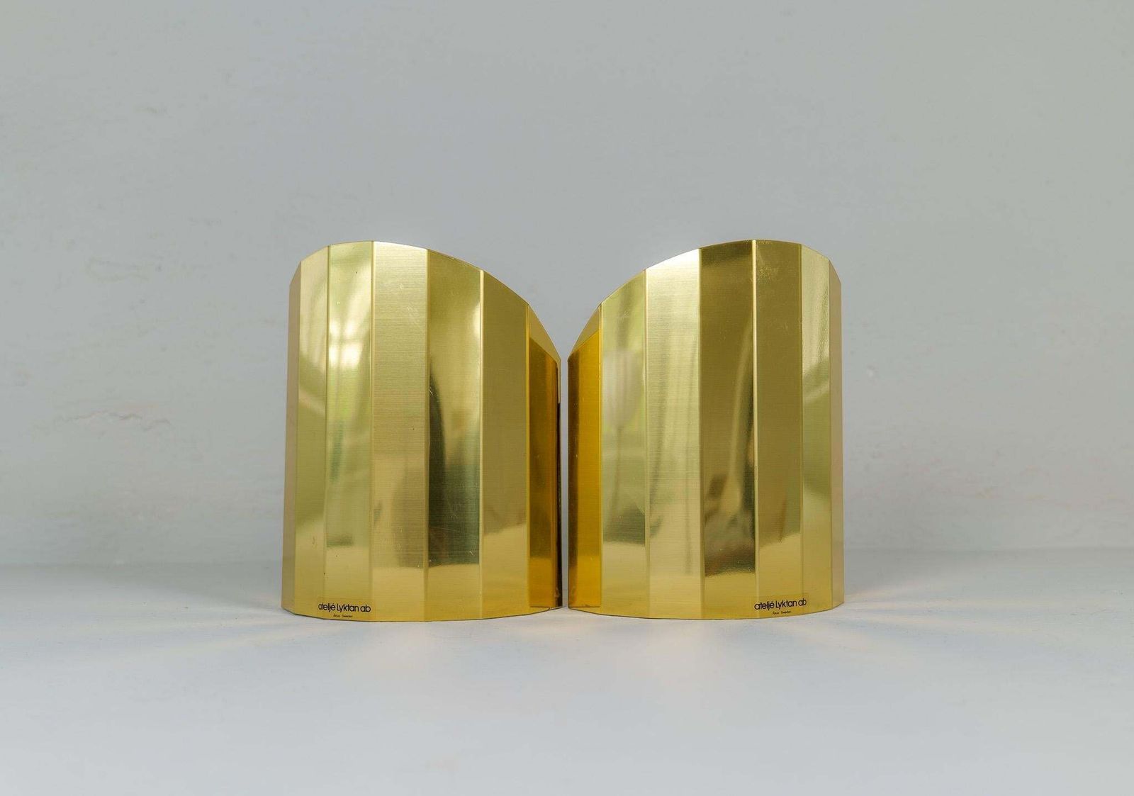 Mid Century Modern Pair Of Brass Sconces Atelje Lyktan Sweden 1970s photo for sale
