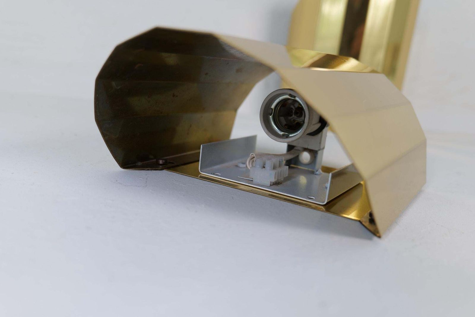Mid Century Modern Pair Of Brass Sconces Atelje Lyktan Sweden 1970s photo vintage