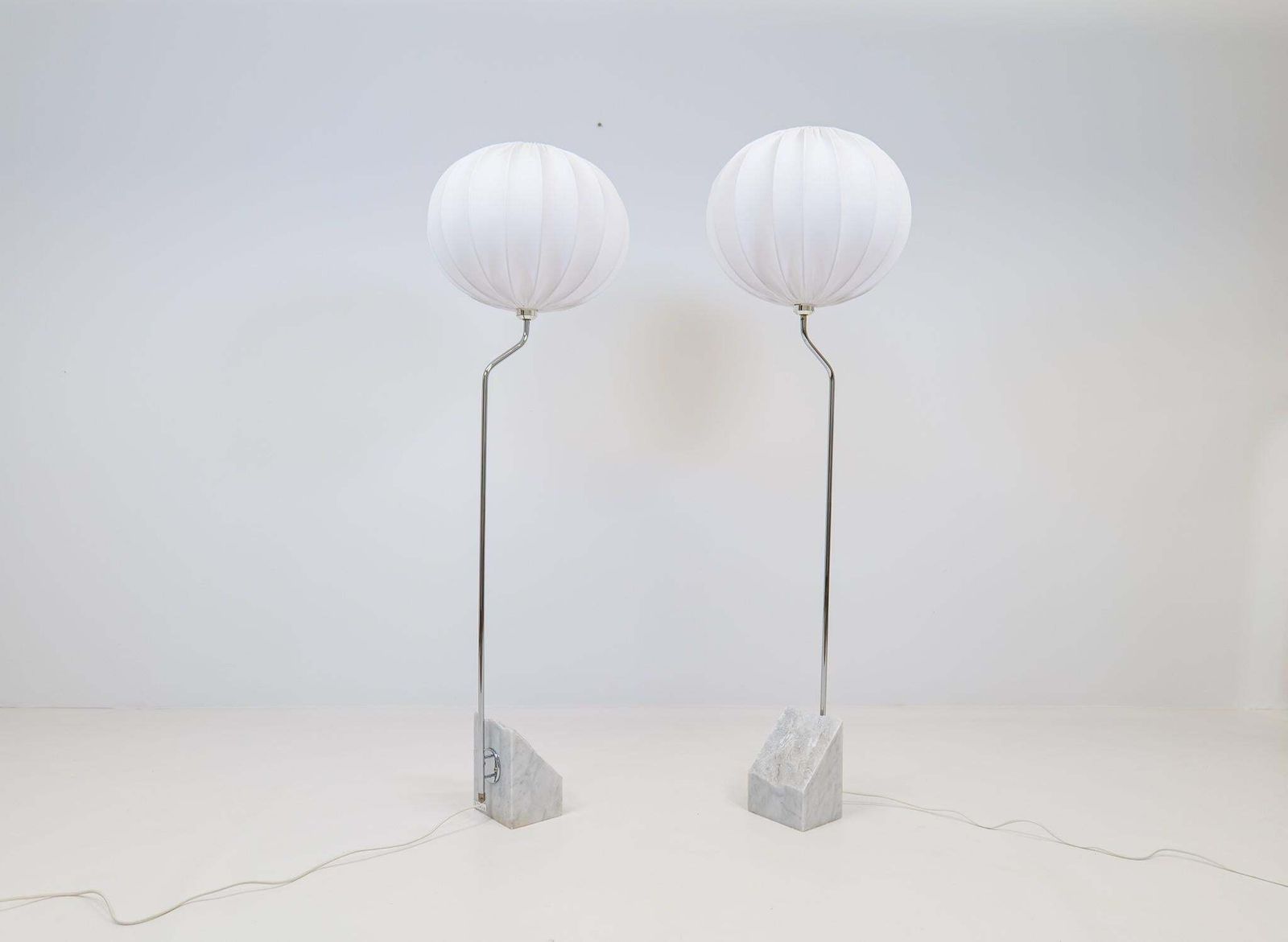 Mid Century Pair Of Bergboms Marble And Steel Floor Lamps, 1970s, Sweden photo furniture