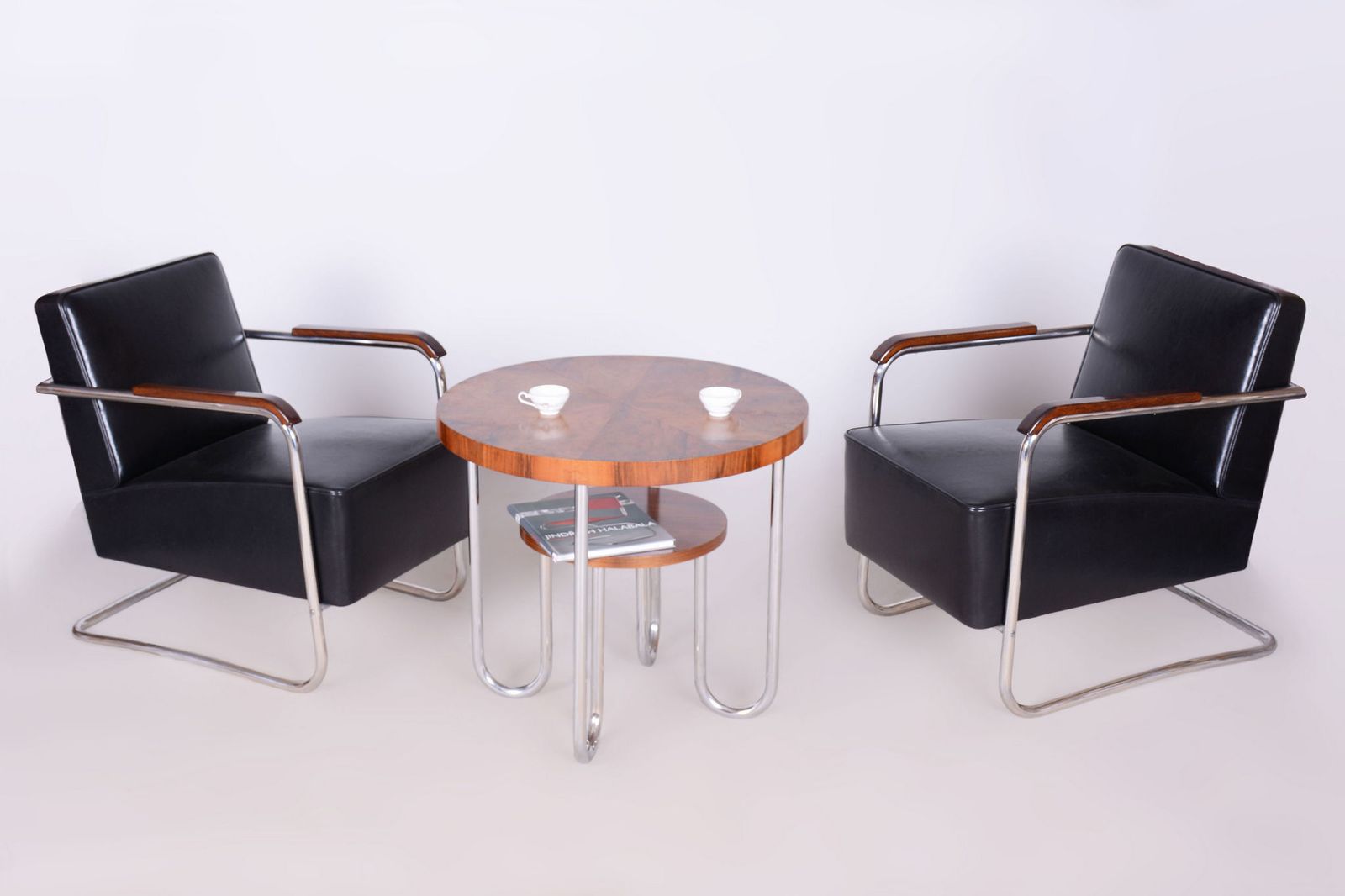 Pair Of Restored Bauhaus Armchairs, By Mücke Melder, Leather, Czech, 1930s photo Furniture