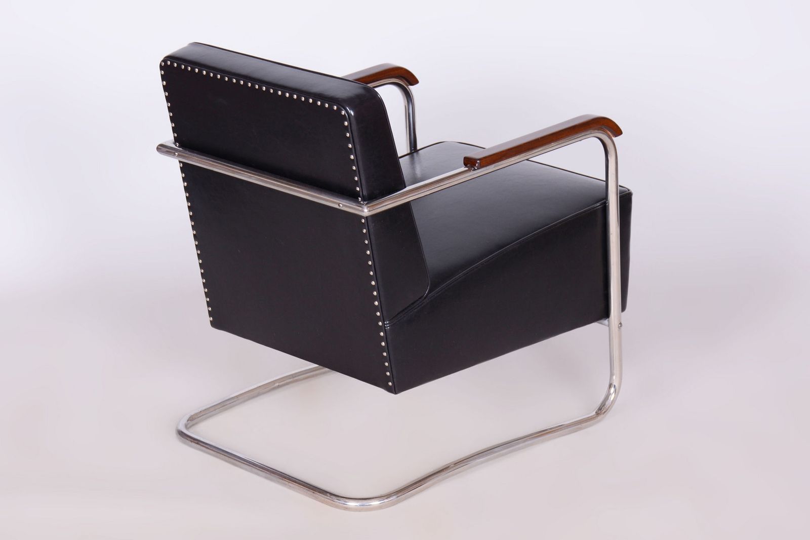 photo for sale Pair Of Restored Bauhaus Armchairs, By Mücke Melder, Leather, Czech, 1930s