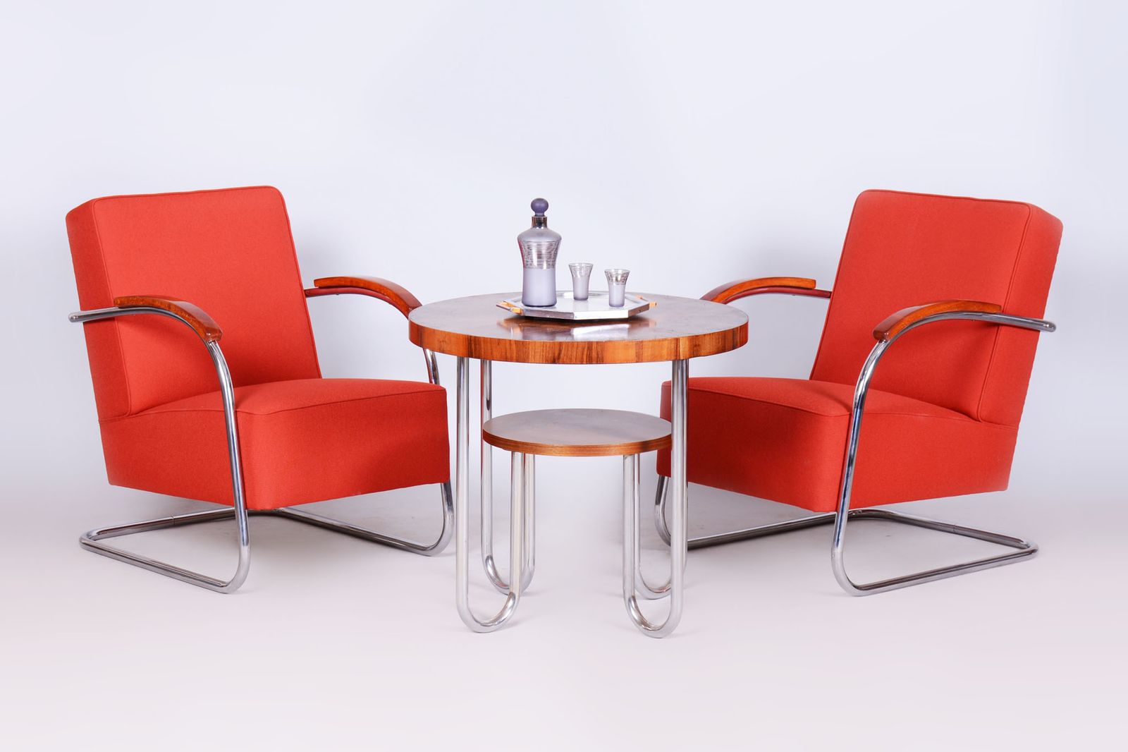 1550.0 Restored Bauhaus Armchair, By Mücke   Melder, Beech, Chrome, Czech, 1930s photo