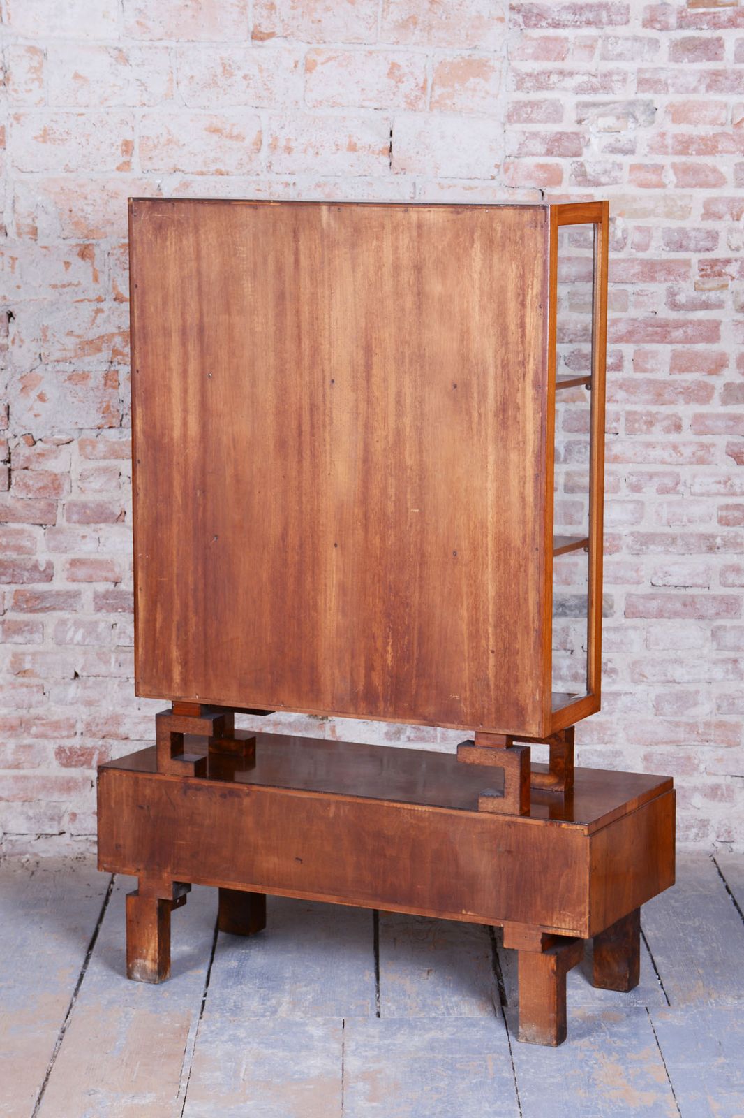 Furniture Restored Art Deco Display Cabinet , Walnut And Glass, Czech, 1920s photo