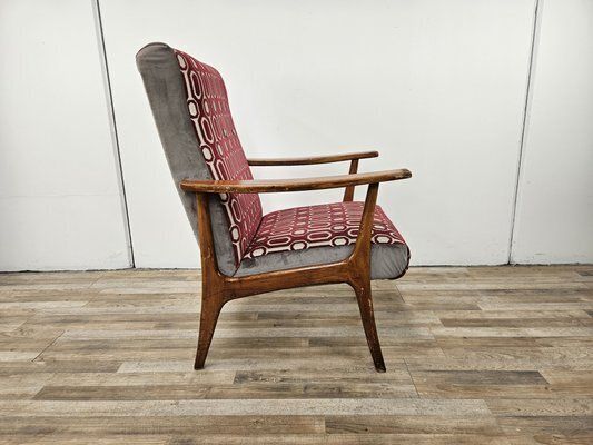 Italian Armchair In Wood And Fabric, 1950s photo furniture