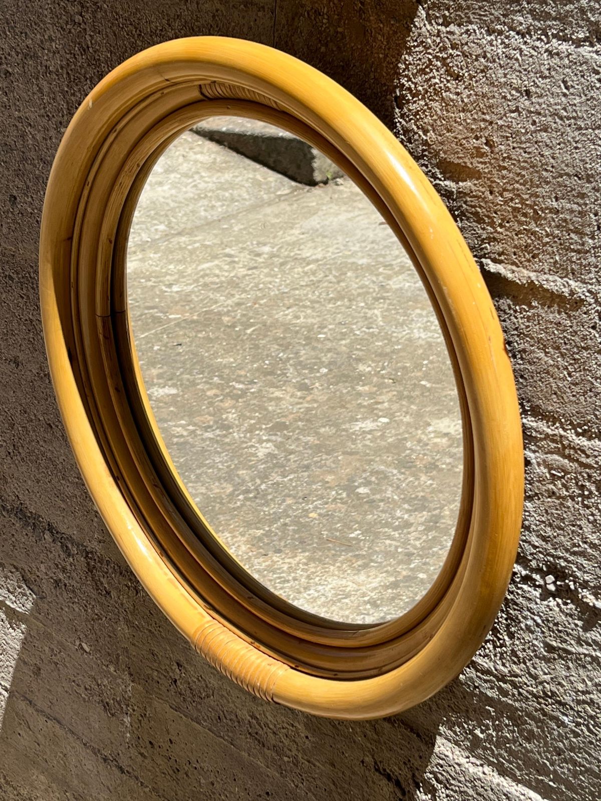 Set Of 2 Mid Century French Riviera 1960s Bamboo Wall Mirrors photo vintage