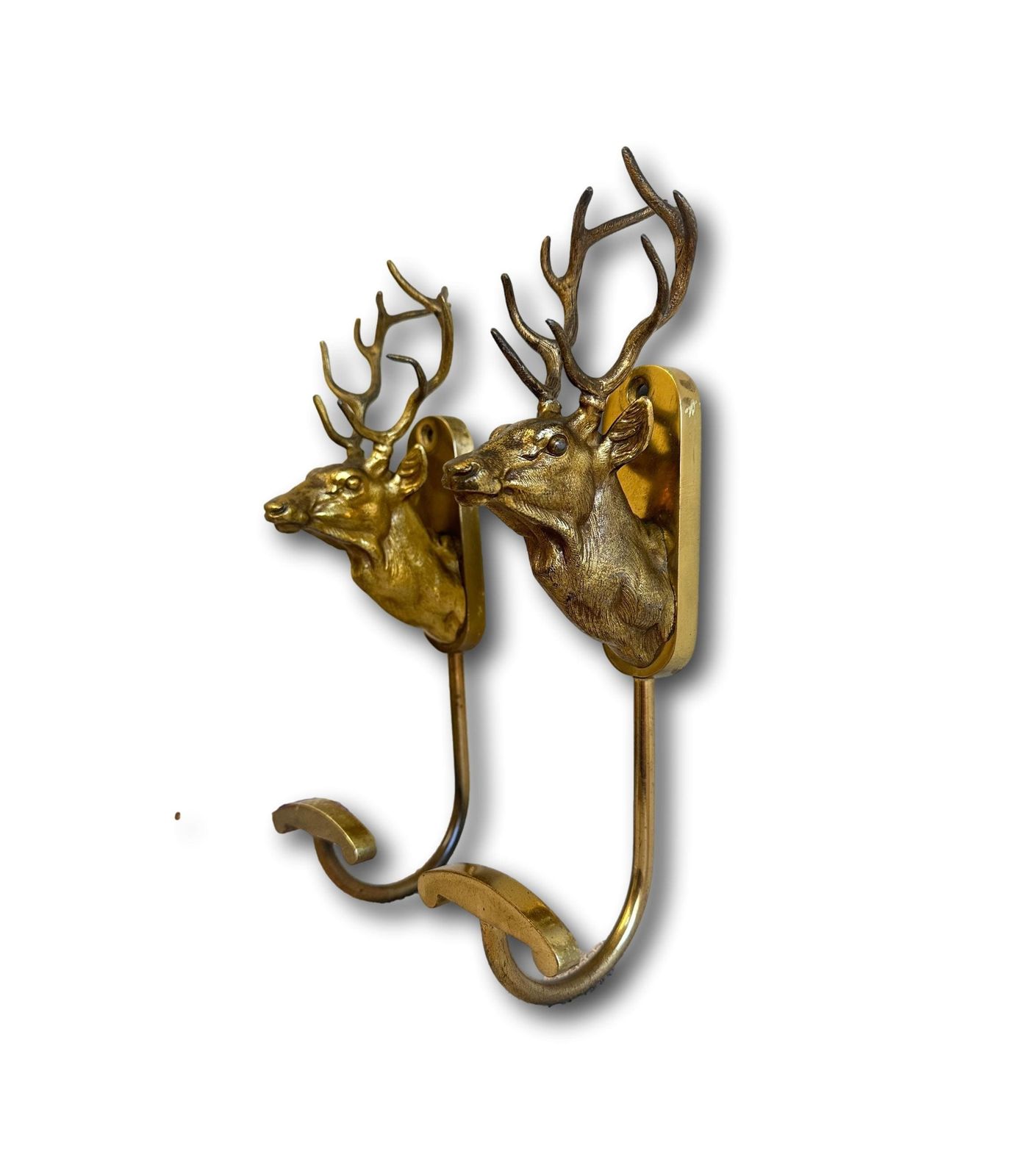 Rare Vintage Bronze Wall Coat Hook, Hat Rack With Stag Maison Charles Jansen Hans Kogl Hollywood Regency