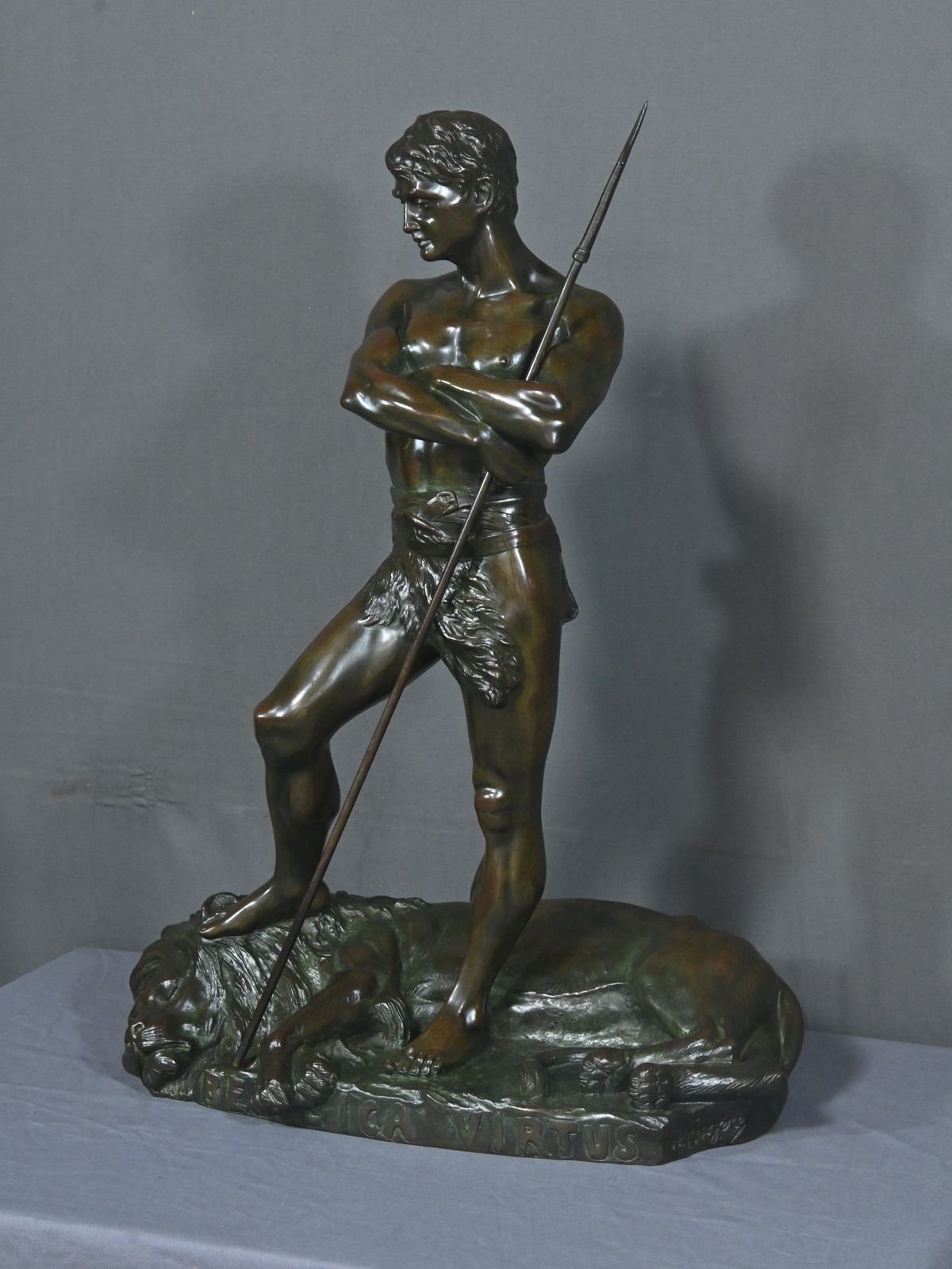 Important Bronze “The Lion Hunter” By H. Fugère – Late 19th Century photo for sale