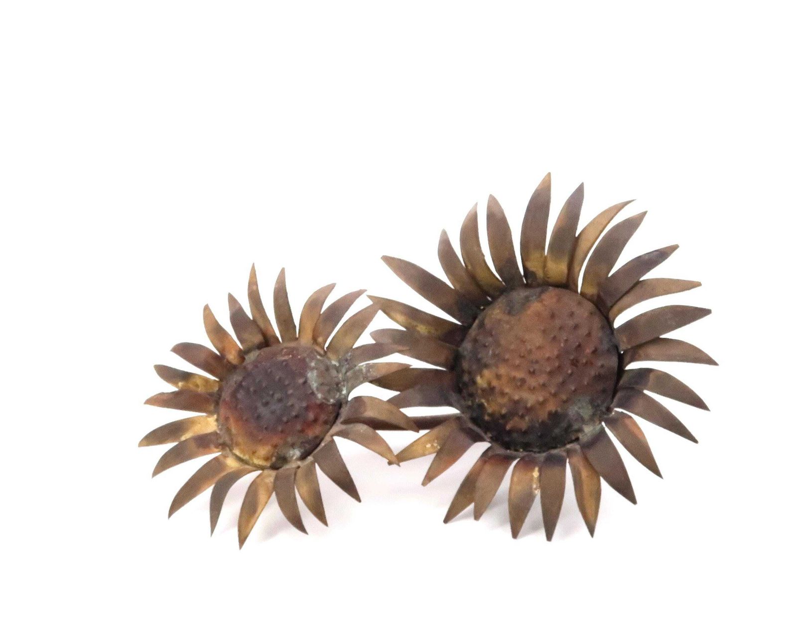 French Brutalist Brass Sculpture, Suflower, 1950s / Vintage, Curtis C Jere Style photo furniture