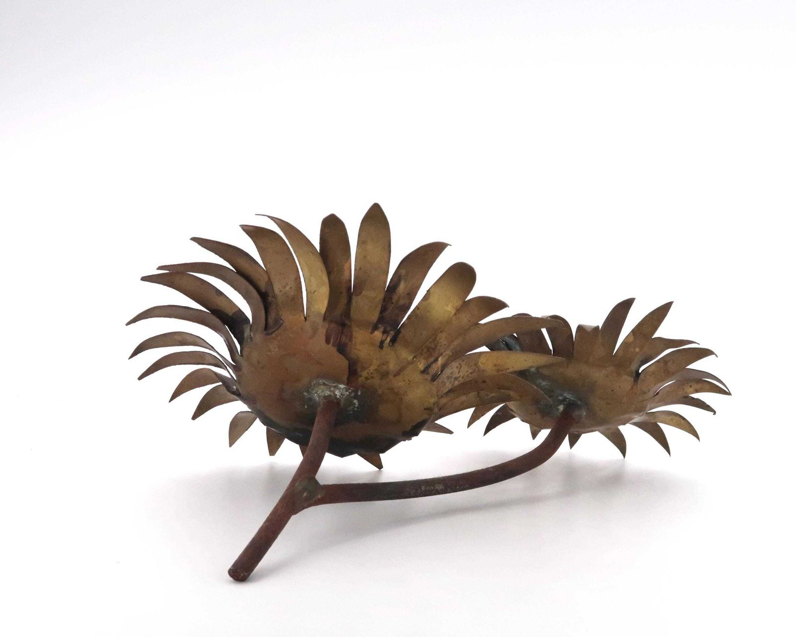 French Brutalist Brass Sculpture, Suflower, 1950s / Vintage, Curtis C Jere Style photo vinterior