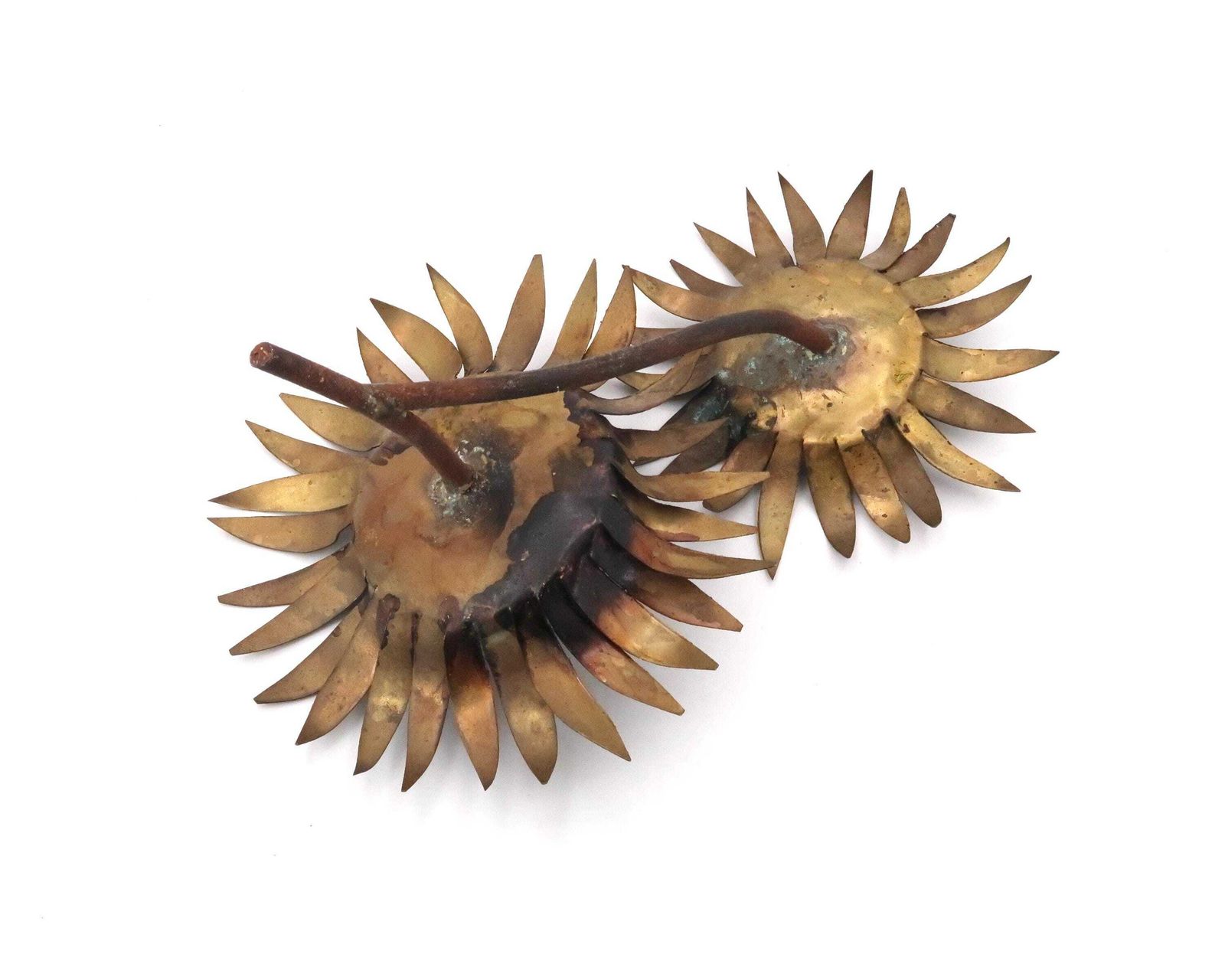French Brutalist Brass Sculpture, Suflower, 1950s / Vintage, Curtis C Jere Style photo buy