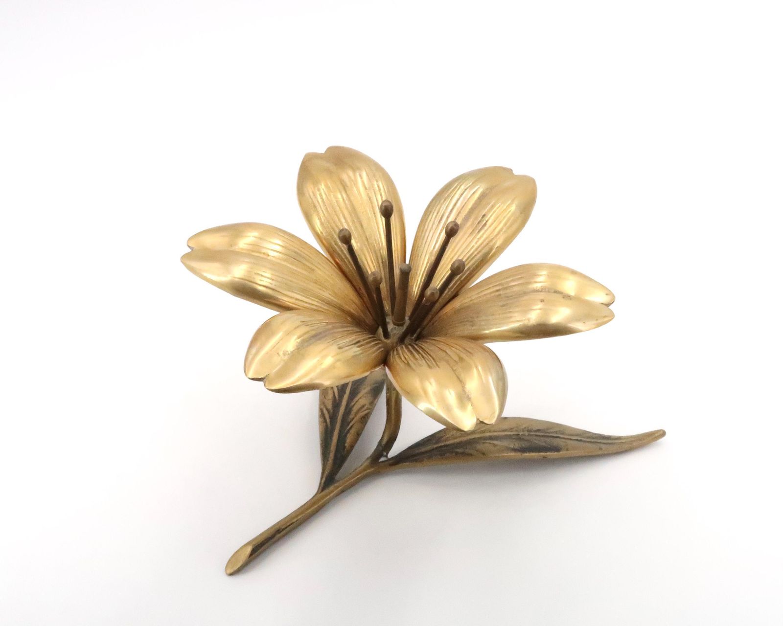 Brass Sculpture, Flower With 6 Petals Dishes Or Ashtrays, 1960s / Boho Chic Shabby Bohemian Folk Mid Century Modern, Hollywood Regency